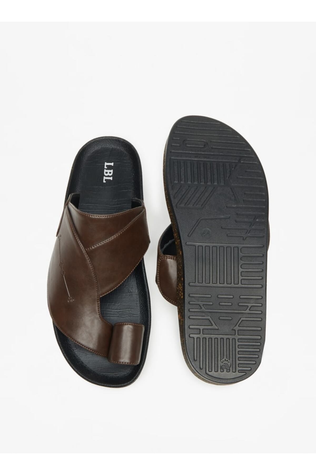 LBL by Shoexpress-Solid Slip-On Arabic Sandals with Toe Loop 4