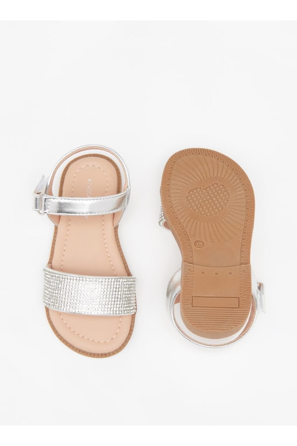 Flora Bella by Shoexpress-Stone Embellished Sandals with Hook and Loop Closure 4
