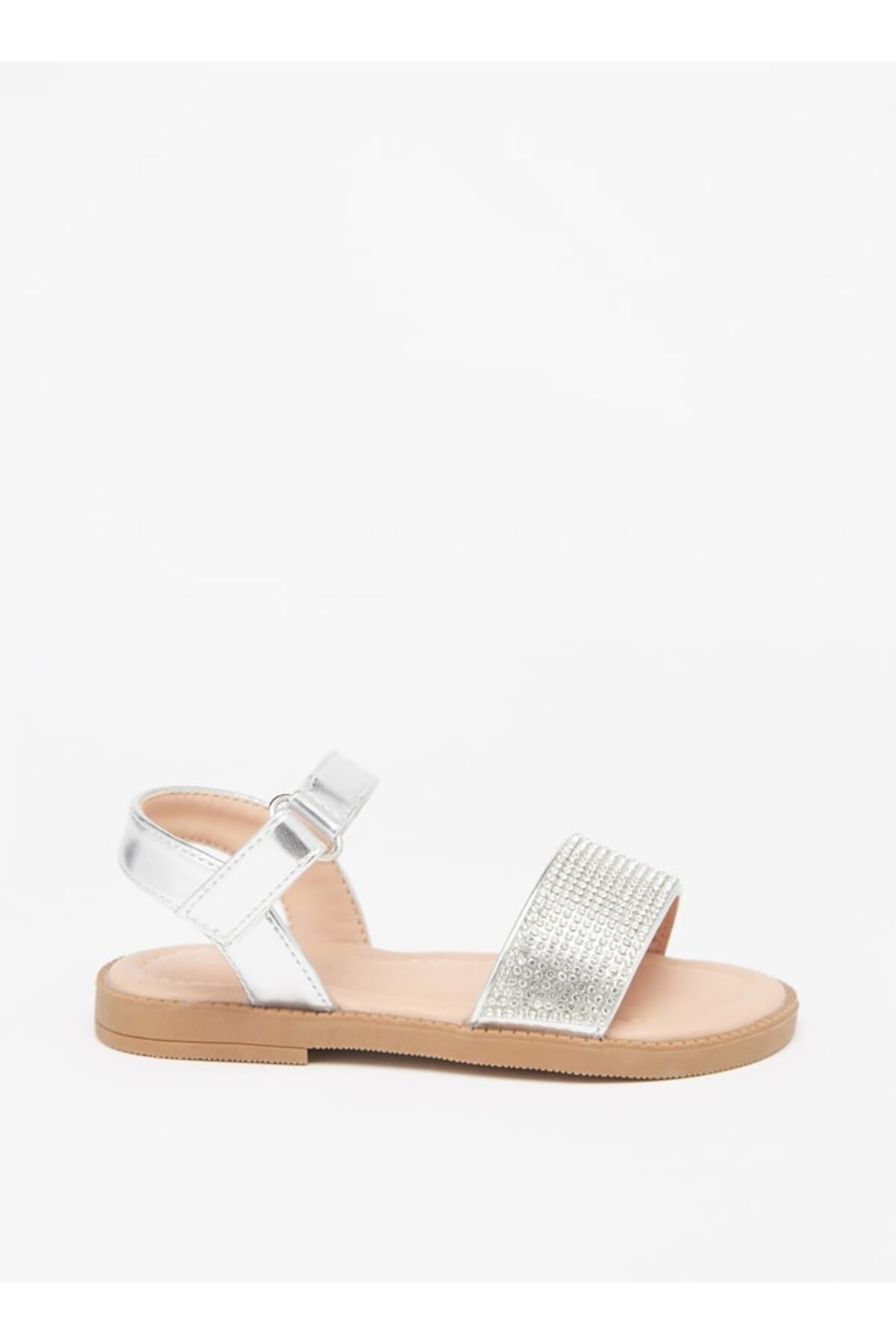 Flora Bella by Shoexpress-Stone Embellished Sandals with Hook and Loop Closure 2