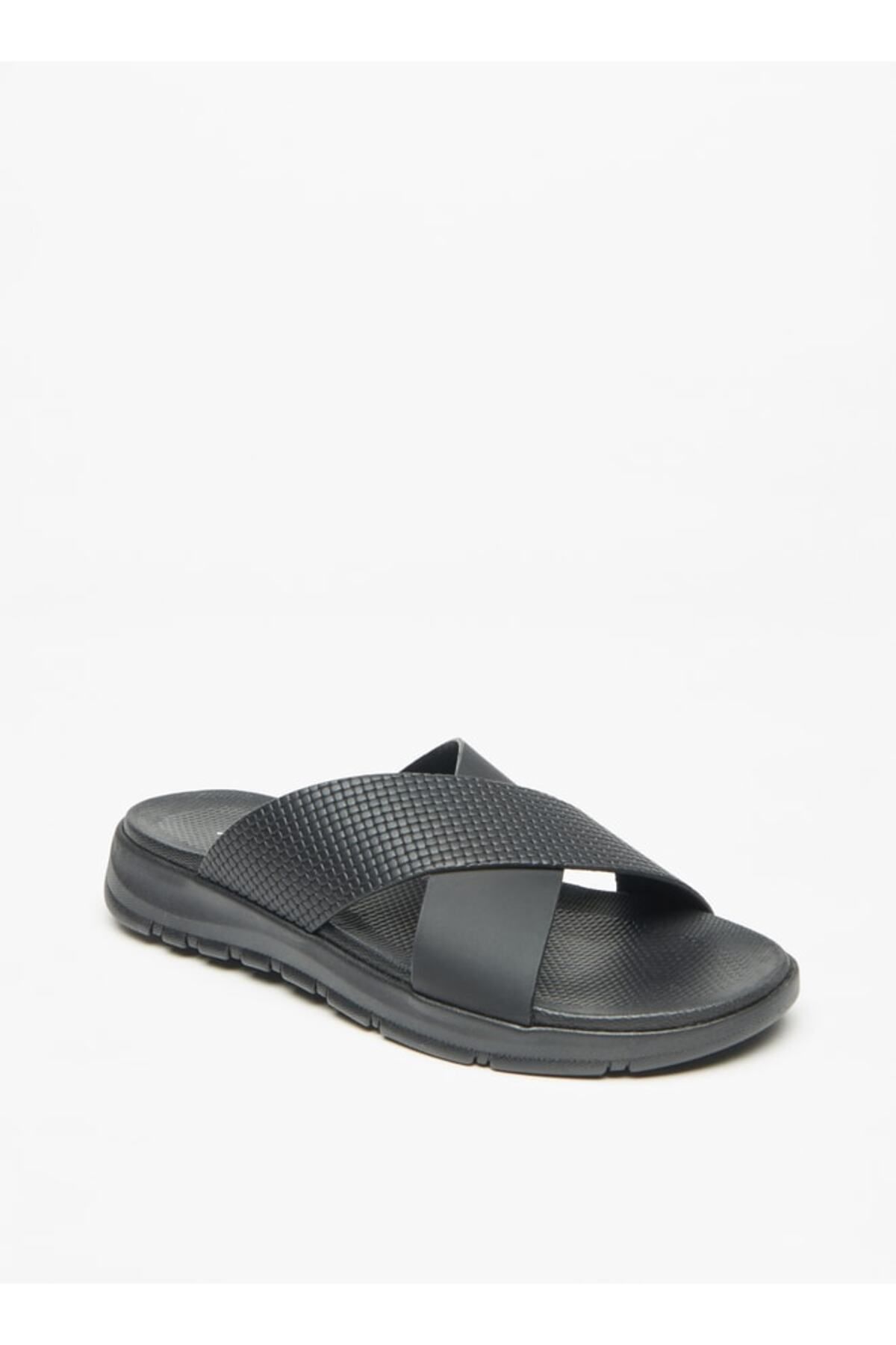 LBL by Shoexpress-Men's Textured Cross Strap Slip-On Sandals 1