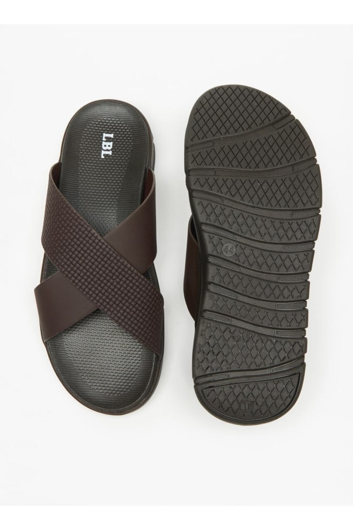 LBL by Shoexpress-Men's Textured Cross Strap Slip-On Sandals 4