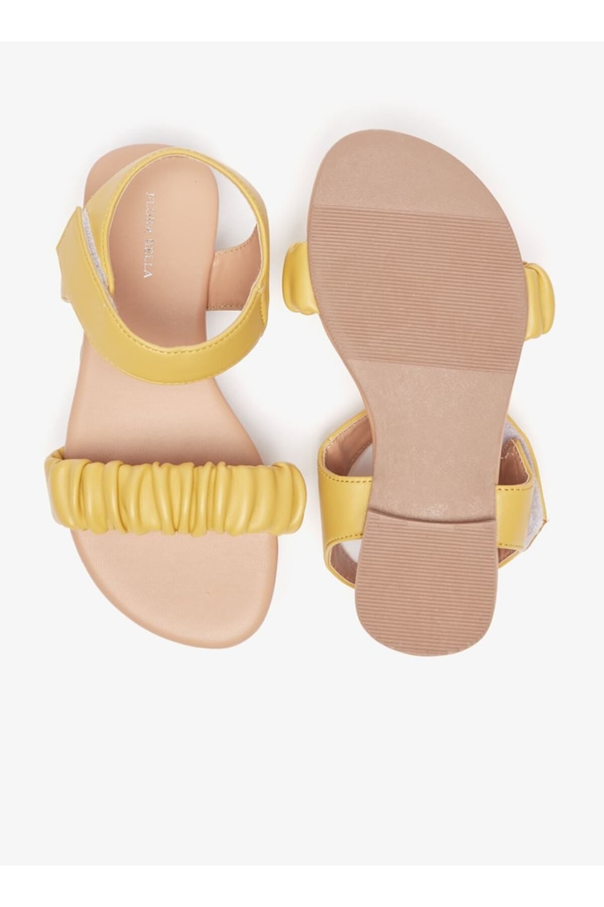 Flora Bella by Shoexpress-Ruched Strap Sandals with Hook and Loop Closure 4