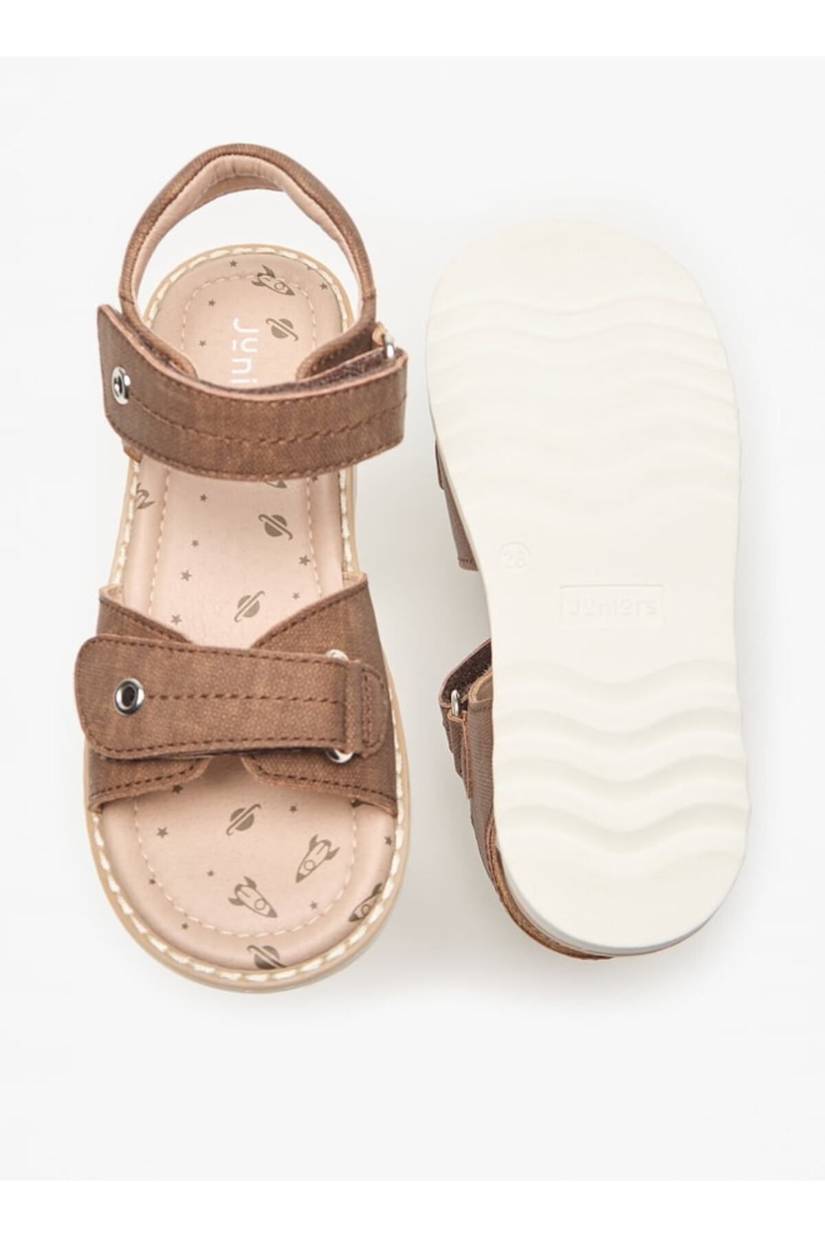 Juniors-Textured Sandals with Hook and Loop Closure 4