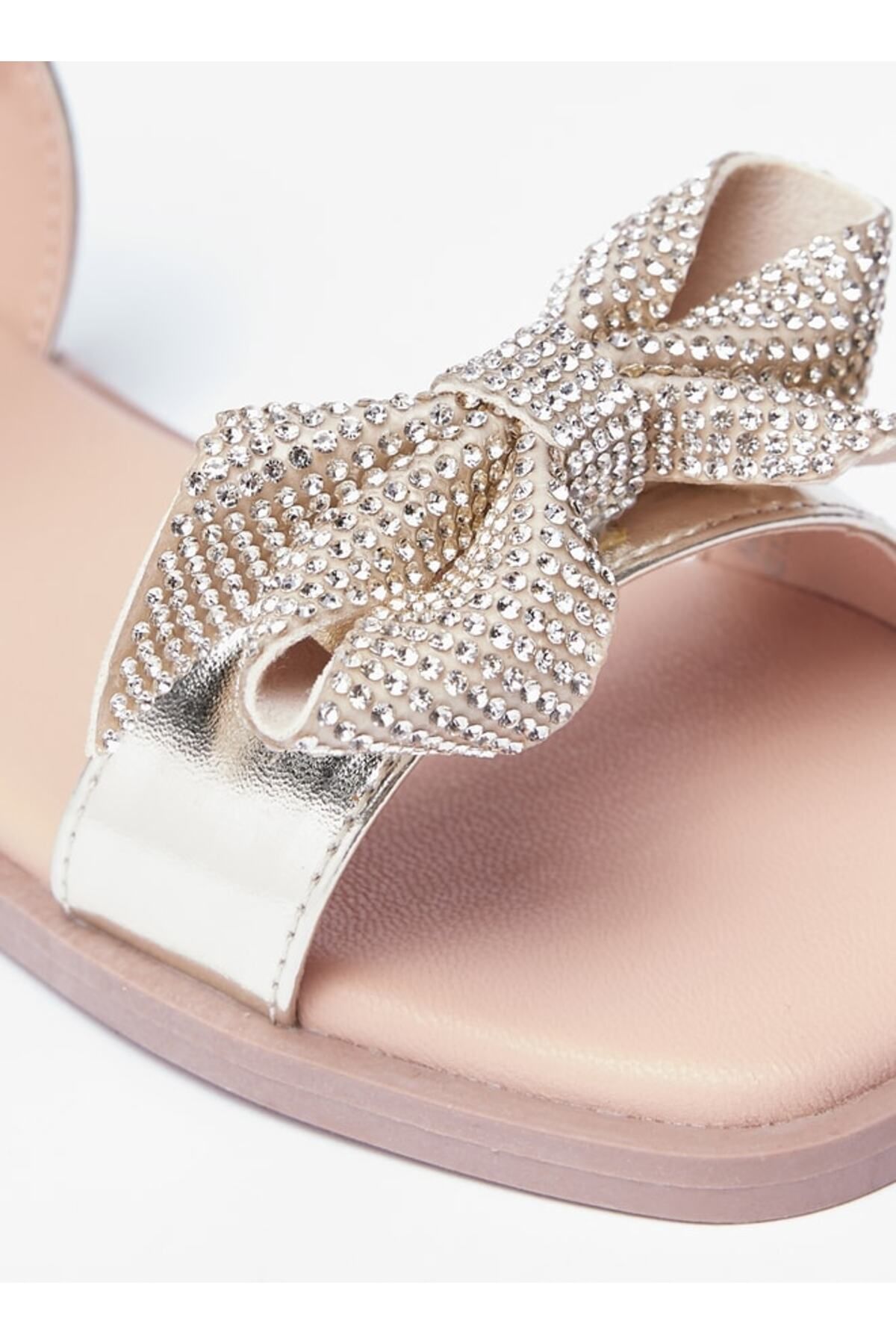 Celeste-Girls' Embellished Bow Sandals with Hook and Loop Closure 5