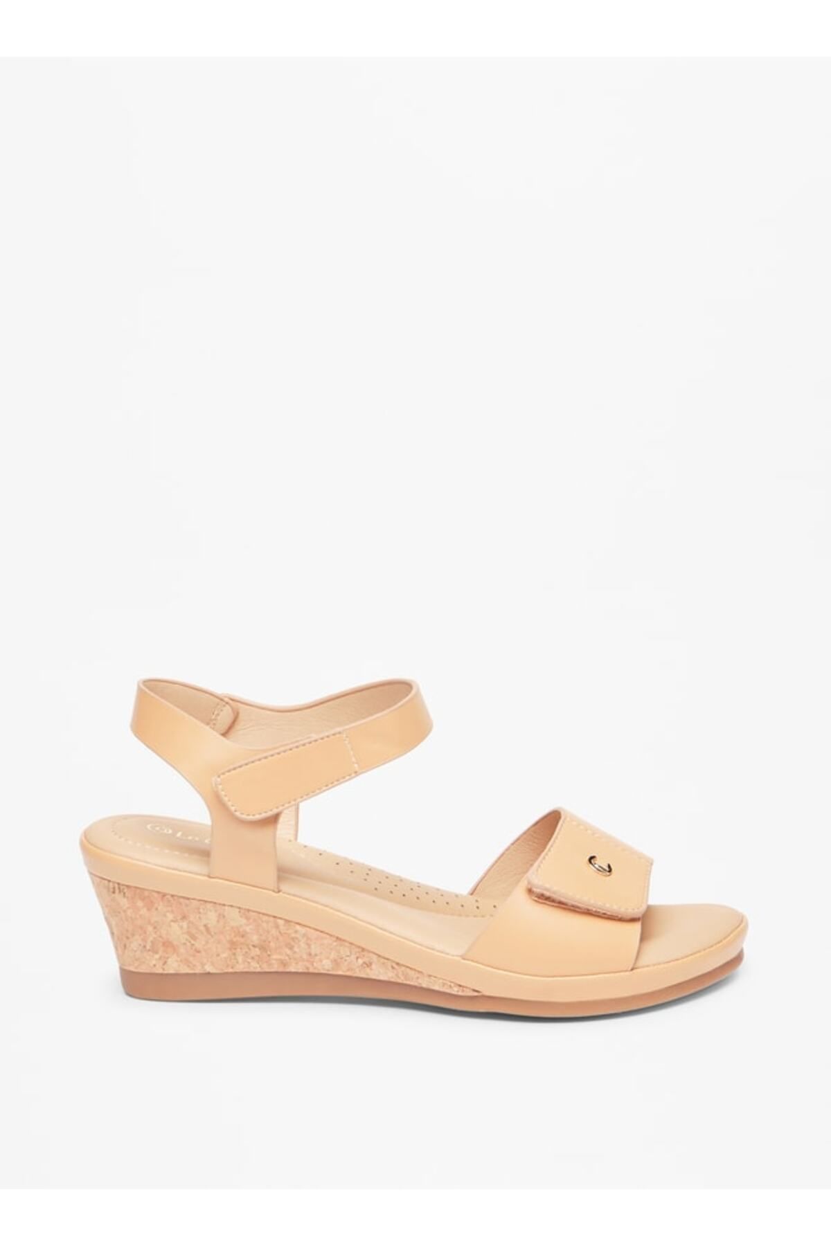 Le Confort-Solid Cork Wedge Sandals with Hook and Loop Closure 3
