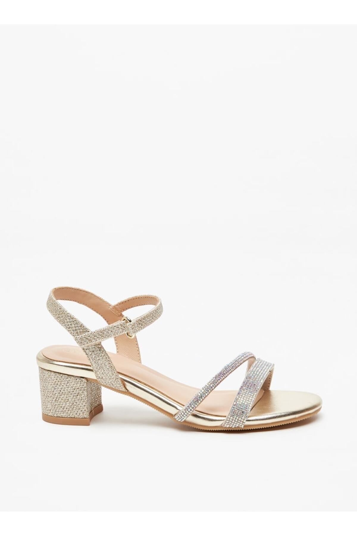 Celeste-Girls' Embellished Block Heeled Sandals with Hook and Loop Closure 3
