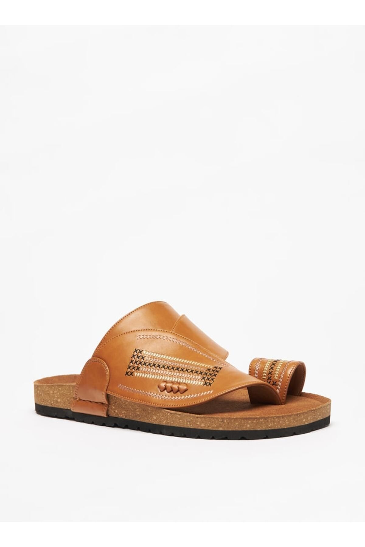 Al Waha-Textured Slip-On Arabic Sandals with Toe Loop Detail 2