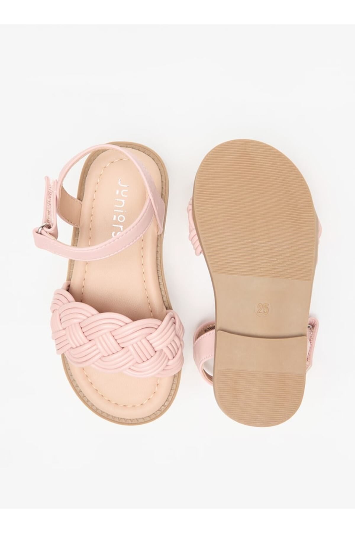 Juniors-Textured Sandals with Hook and Loop Closure 4
