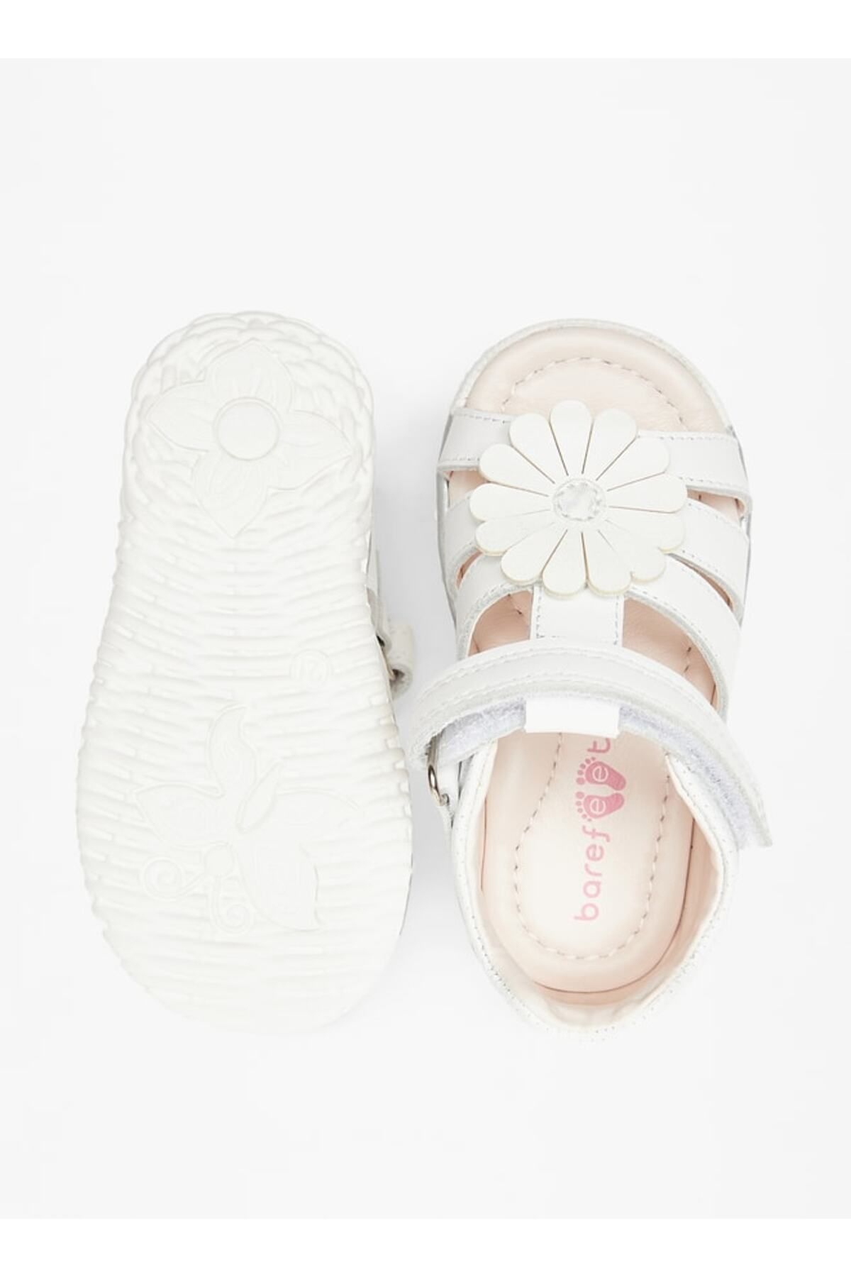 Barefeet-Strappy Sandals with Floral Applique and Hook and Loop Closure 4