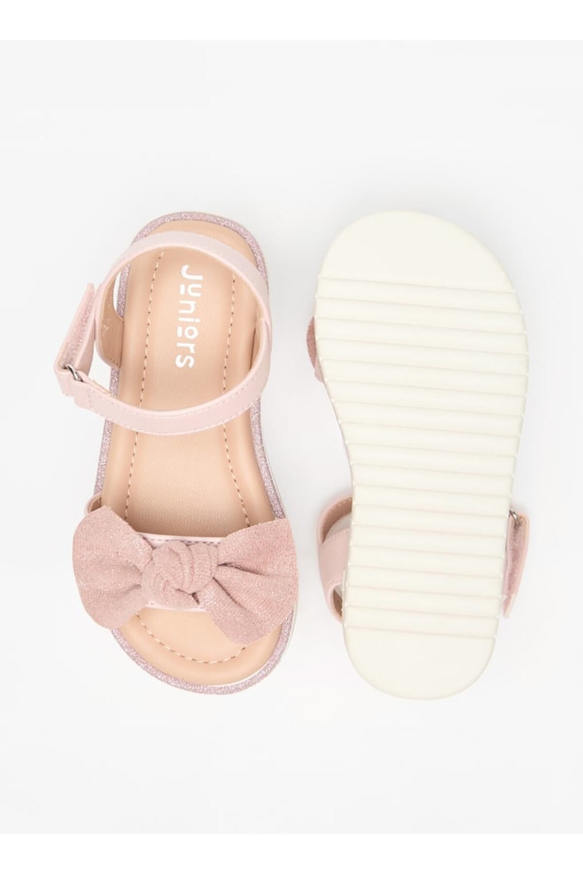 Juniors-Bow Detail Sandals with Hook and Loop Closure 4