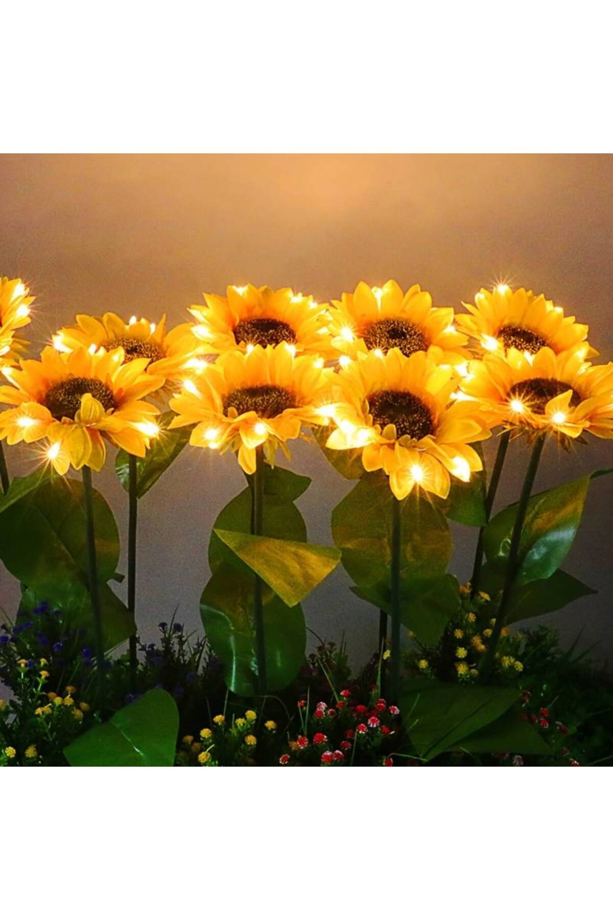 SD WORKS Solar Sunflower Lights Güneş Enerjili Ayçiçeği LED Aydınlatma 3 Yapraklı