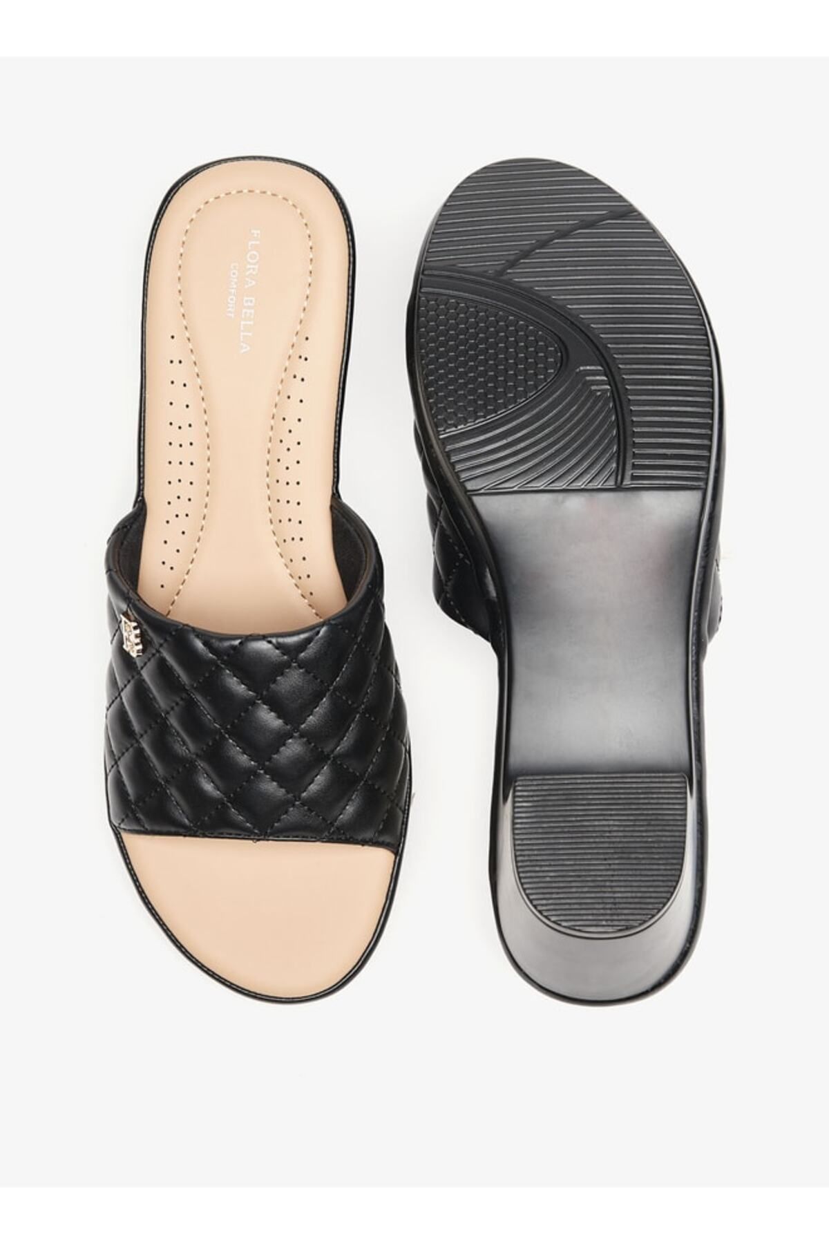 Flora Bella by Shoexpress-Quilted Block Heels Slip-On Sandals 6