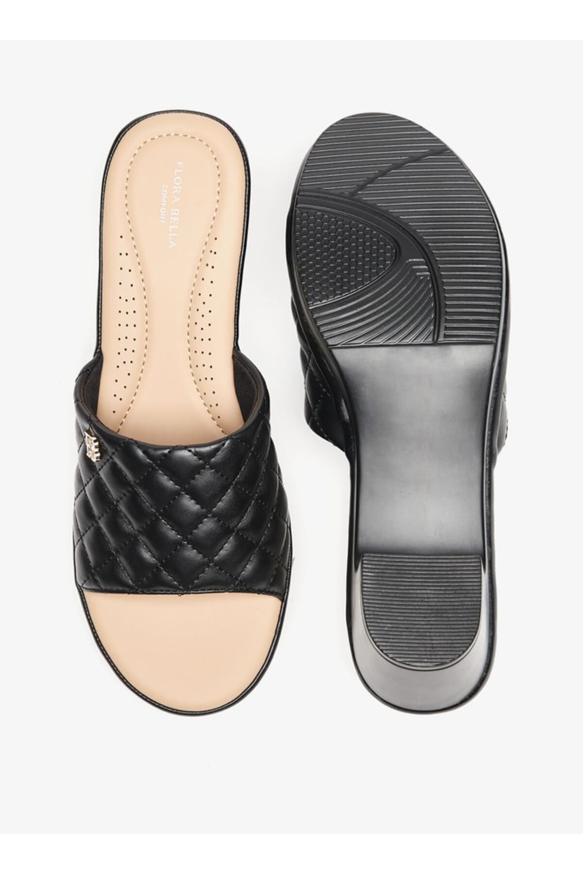 Flora Bella by Shoexpress-Quilted Block Heels Slip-On Sandals 4