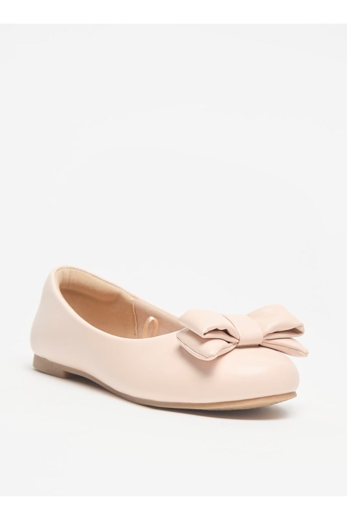 Little Missy-Solid Slip-On Round Toe Ballerina with Bow Detail 1
