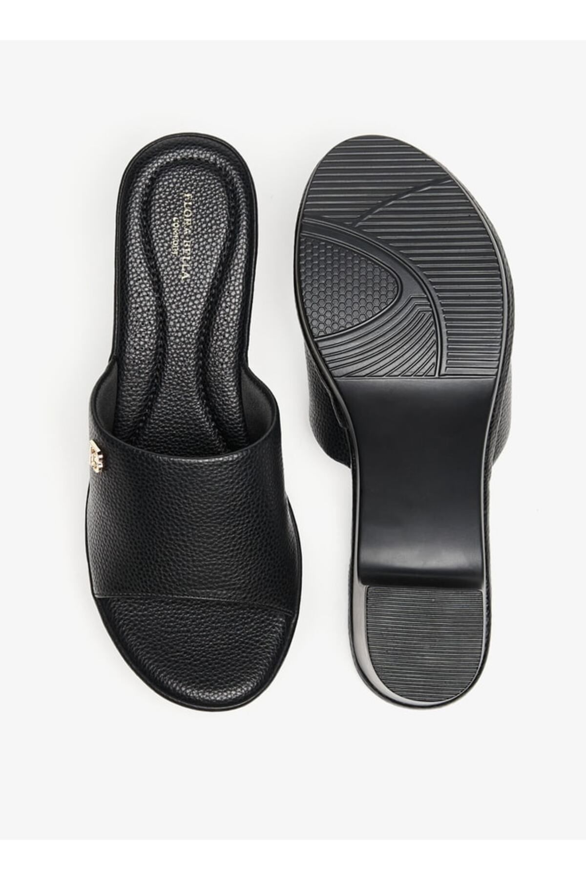 Flora Bella by Shoexpress-Textured Slip-On Sandals with Block Heels 4