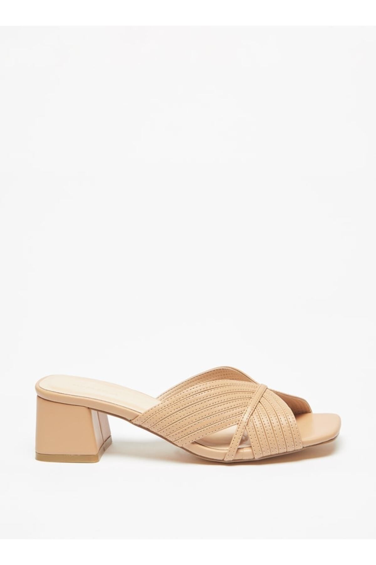 Flora Bella by Shoexpress-Textured Slip-On Sandals with Block Heels 3