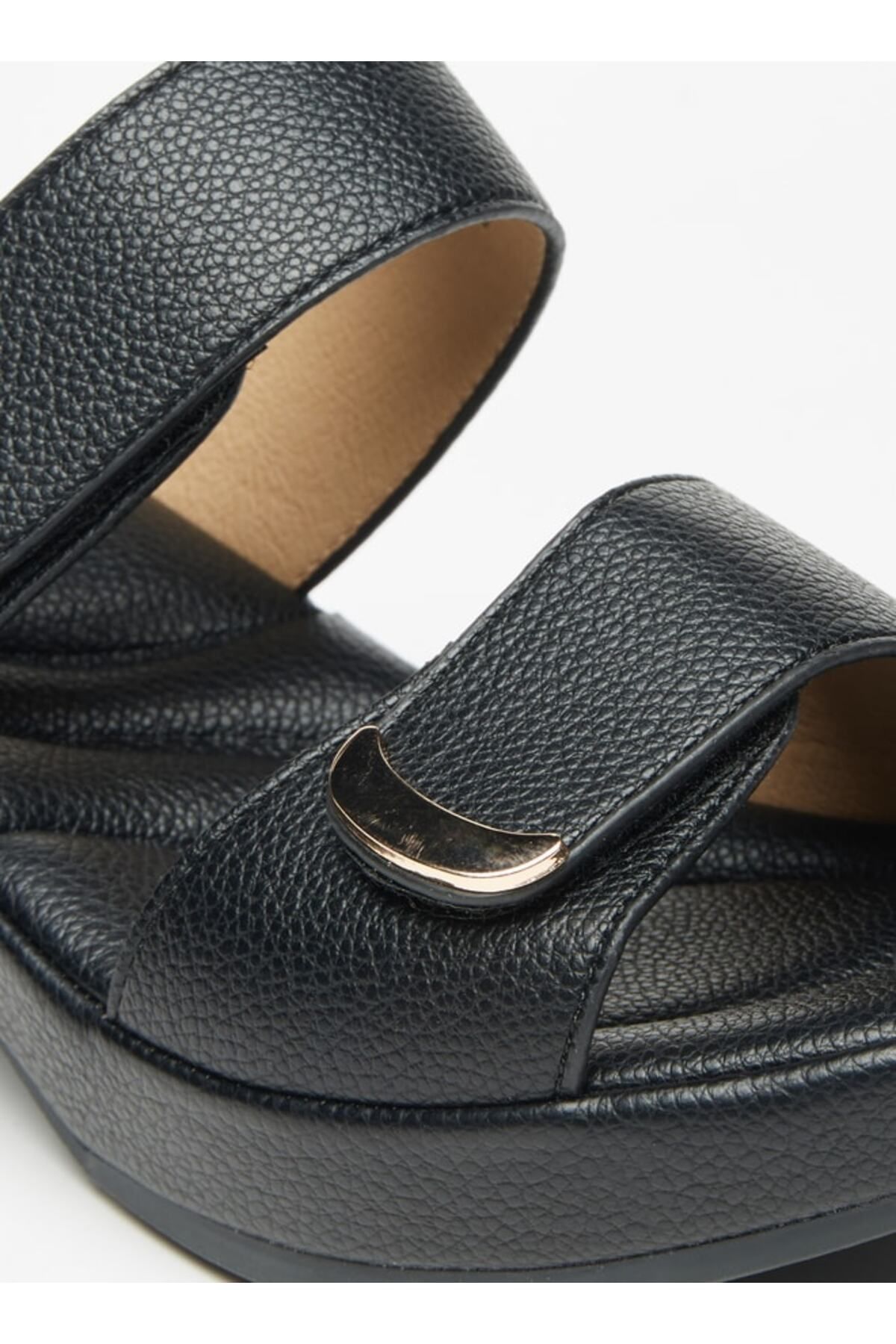 Flora Bella by Shoexpress-Textured Slip-On Sandals with Block Heels 5