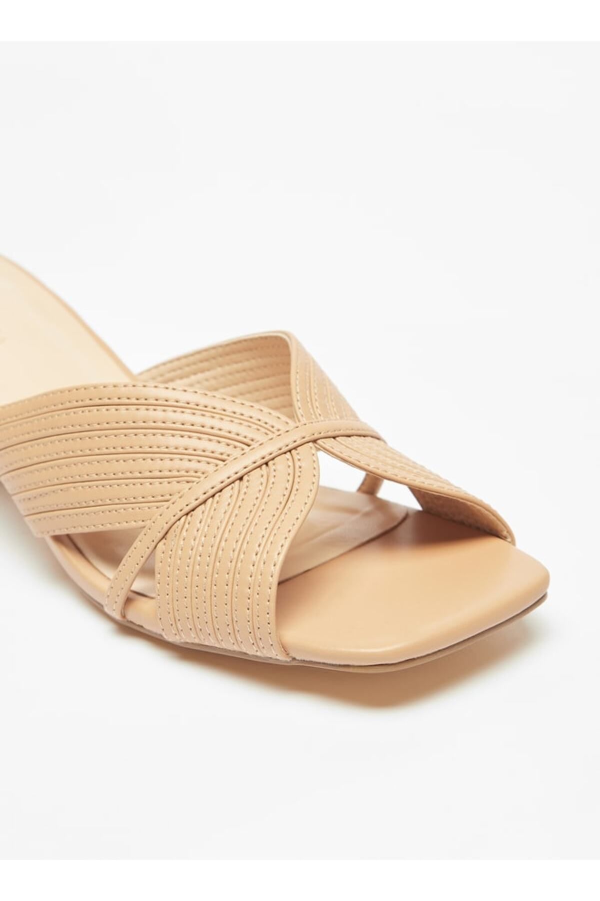 Flora Bella by Shoexpress-Textured Slip-On Sandals with Block Heels 5
