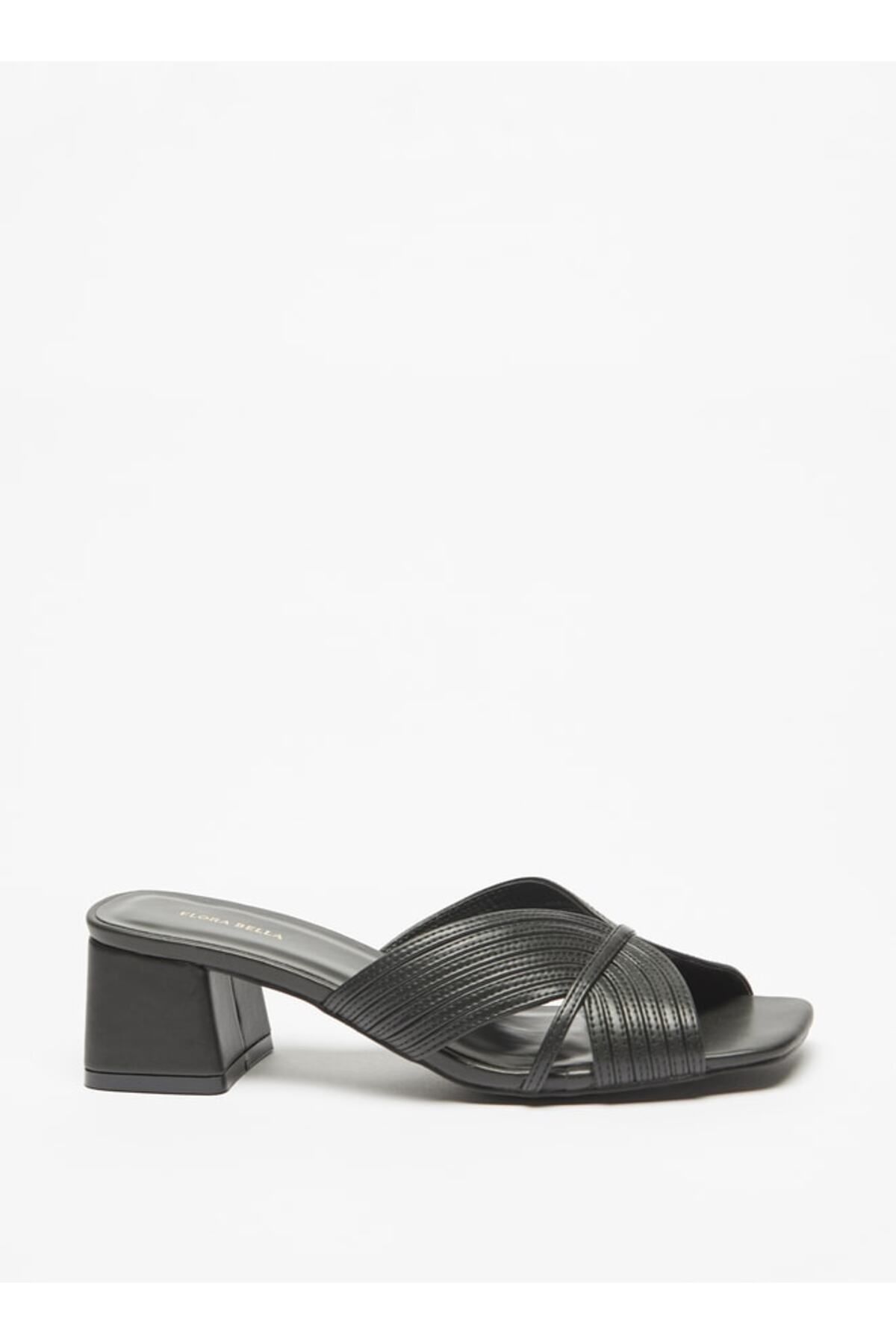 Flora Bella by Shoexpress-Textured Slip-On Sandals with Block Heels 3