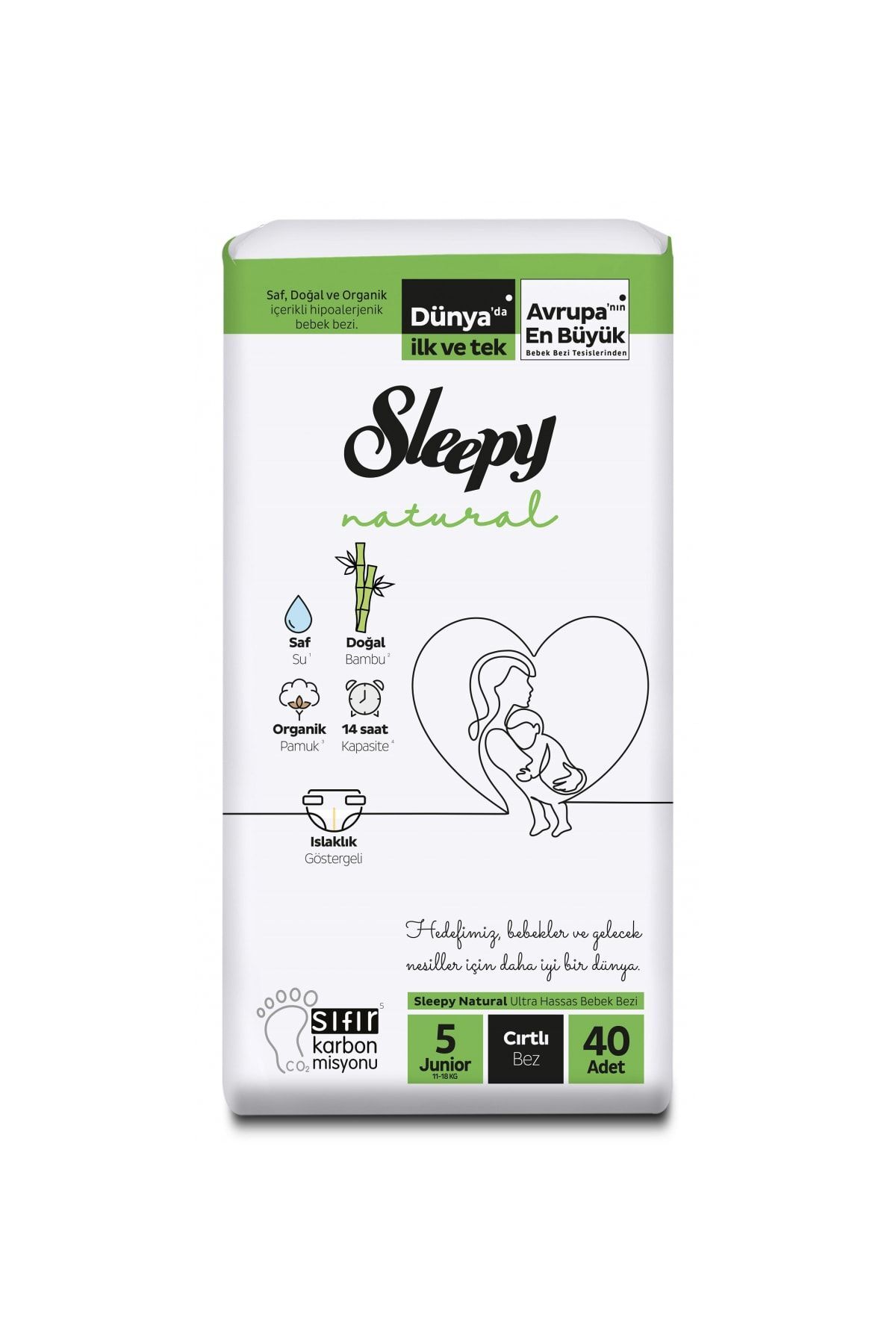 Sleepy Natural 2 Li Jumbo Bebek Bezi Junior 5 Numara 40 Adet 11-18 Kg