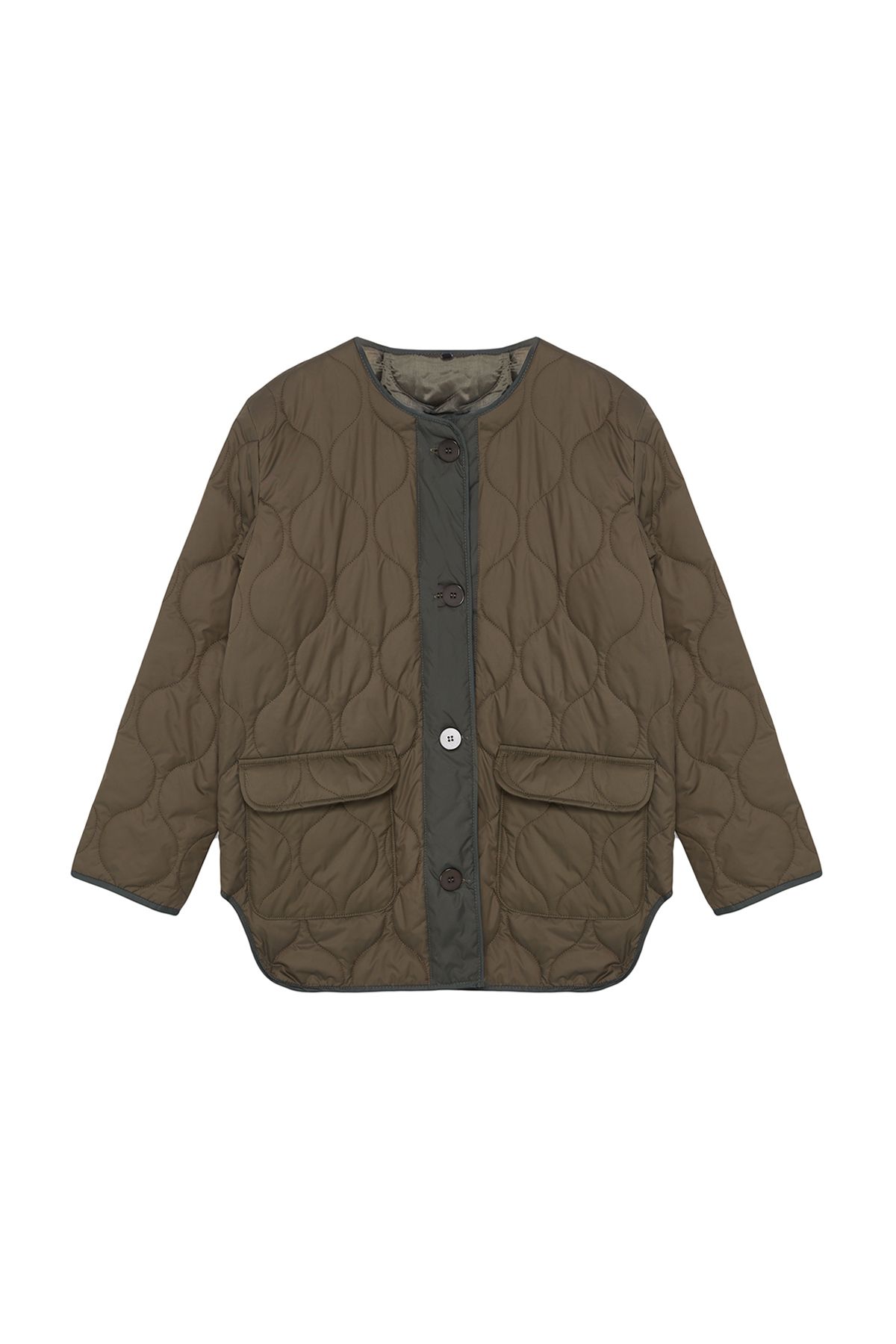Trendyol Collection-Wodoodporny, pikowany płaszcz w kolorze khaki TWOAW23MO00134 17