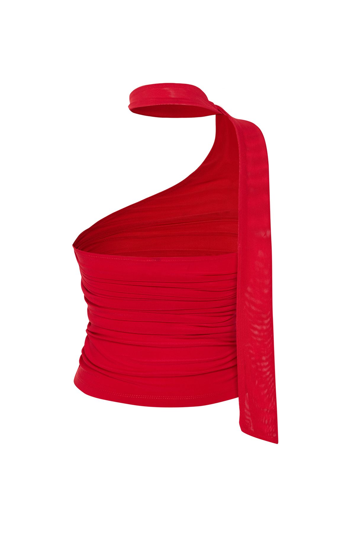 Trendyol Collection-Stretchy Red Knitted Blouse - Halter Neck, Drawstring and Lined TWOSS24BZ00202 7