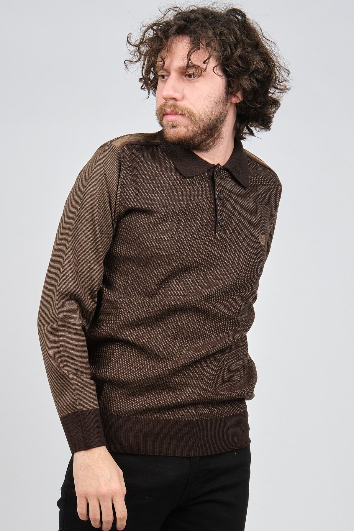 Pelikan-Pulover cu gât polo pentru bărbați 1577412 maro 3