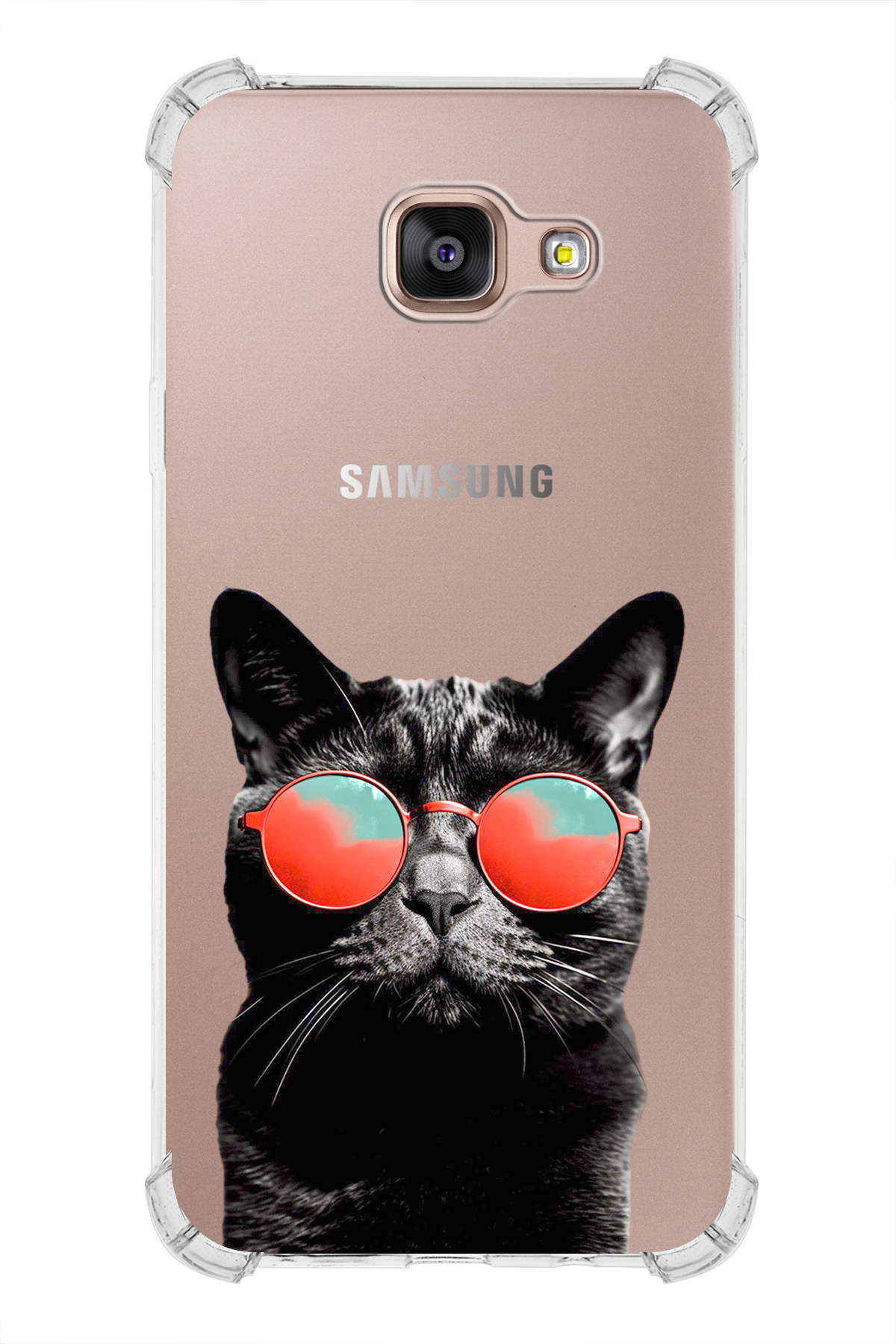 Samsung Galaxy A72 Uyumlu Kedi 3 Baskılı Şeffaf Köşe Korumalı Antişok Kılıf