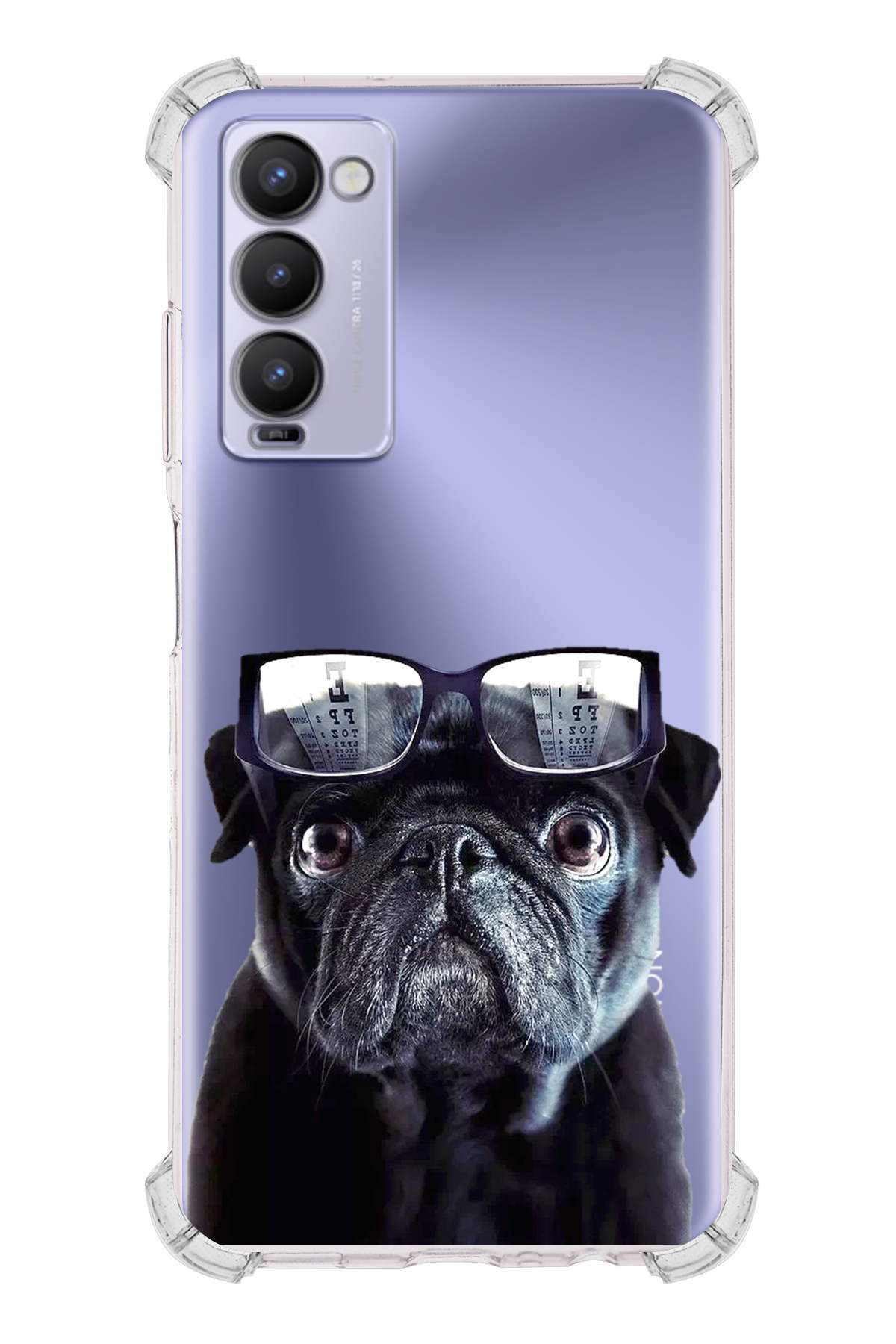 Tecno Camon 18 Uyumlu Köpek 3 Baskılı Şeffaf Köşe Korumalı Antişok Kılıf