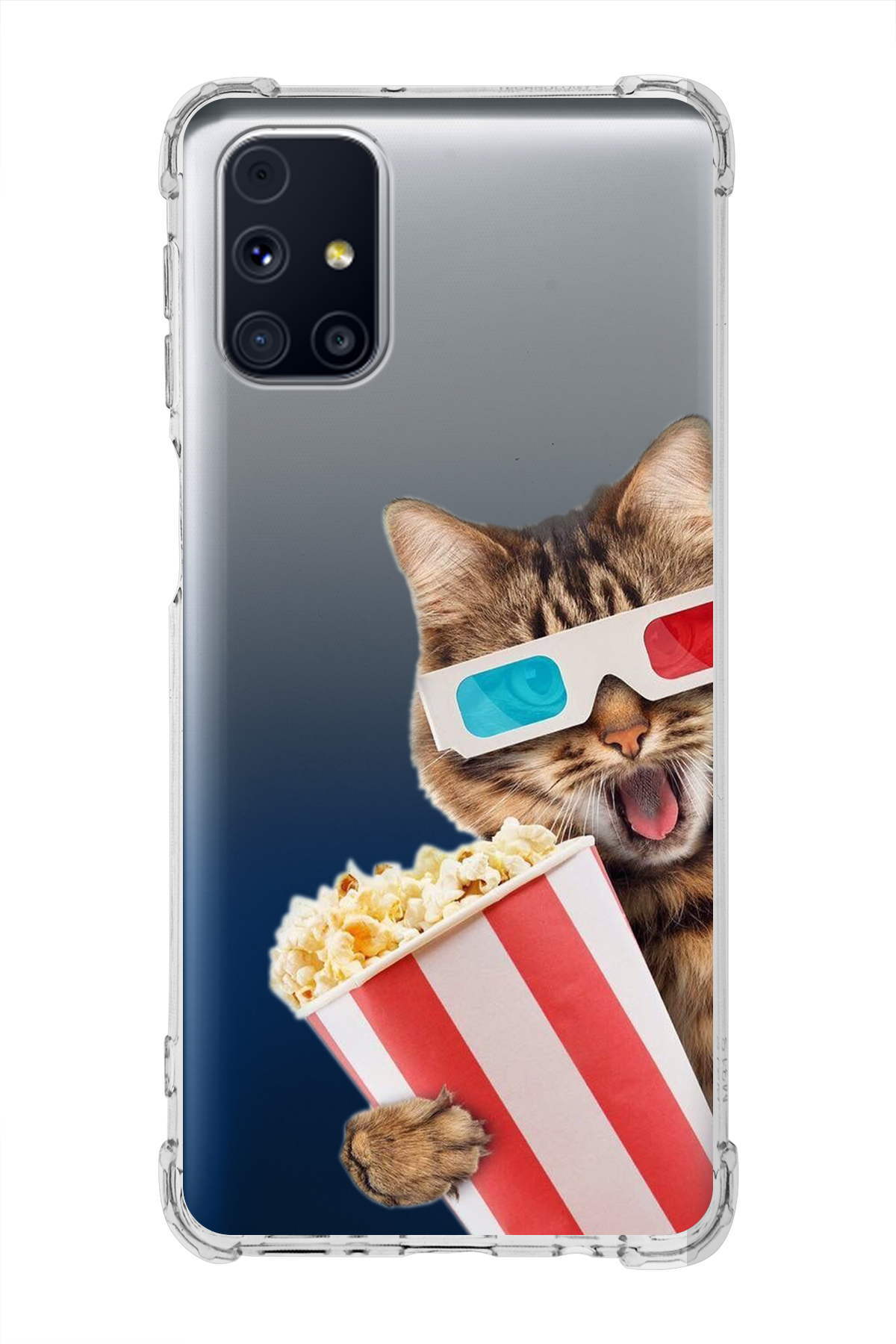 Samsung Galaxy M31s Uyumlu Kedi 1 Baskılı Şeffaf Köşe Korumalı Antişok Kılıf