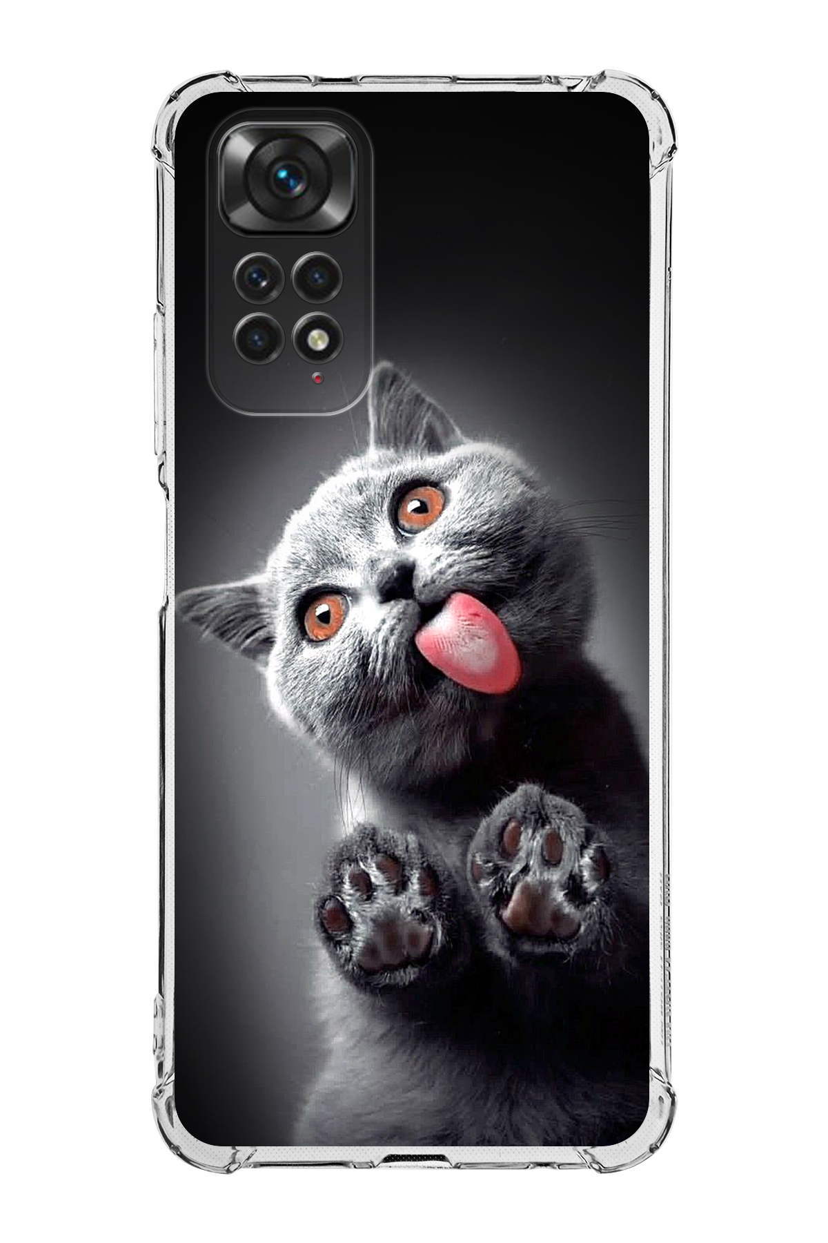 Xiaomi Redmi Note 11S Uyumlu Kedi 2 Baskılı Şeffaf Köşe Korumalı Antişok Kılıf