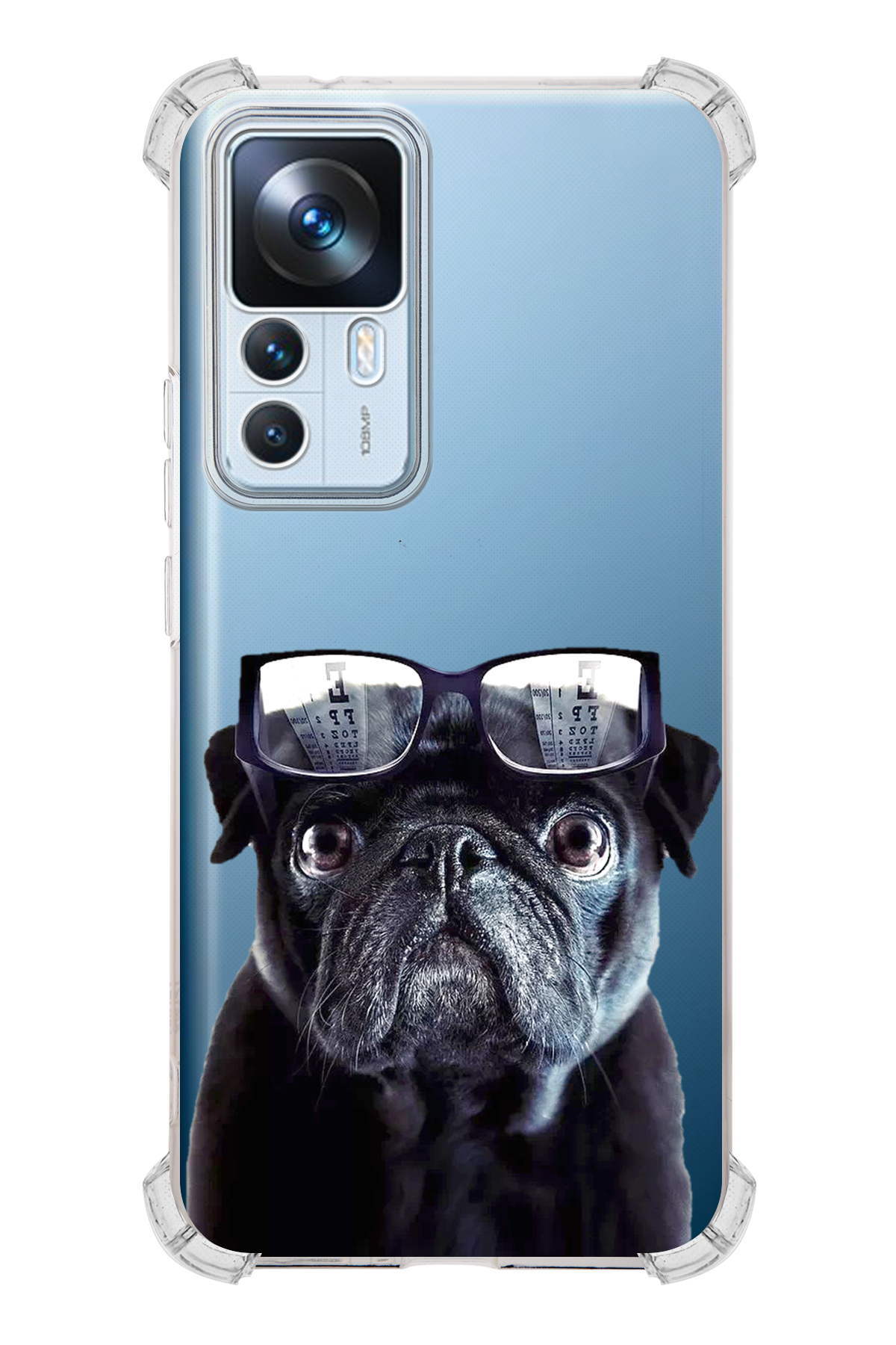 Xiaomi Mi 12T Uyumlu Köpek 3 Baskılı Şeffaf Köşe Korumalı Antişok Kılıf