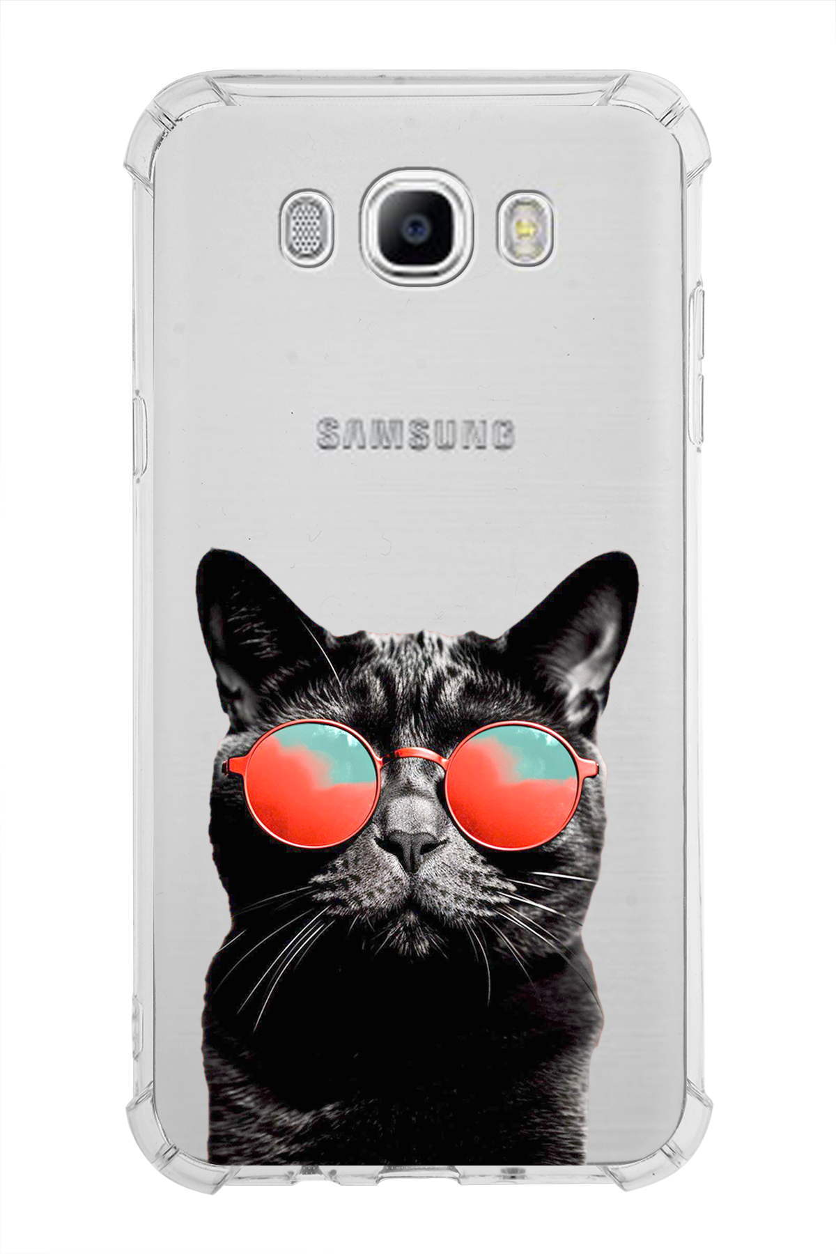 Samsung Galaxy J7 2016 Uyumlu Kedi 3 Baskılı Şeffaf Köşe Korumalı Antişok Kılıf