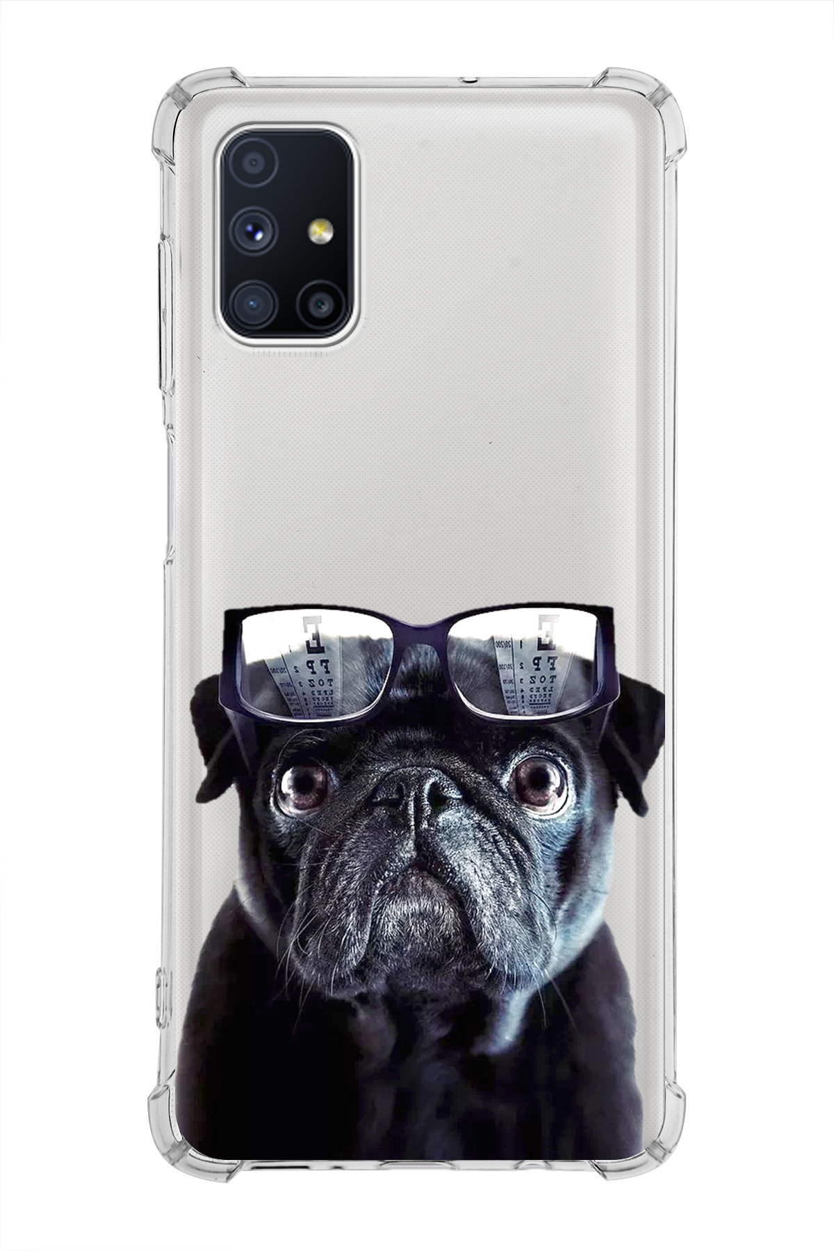 Samsung Galaxy M51 Uyumlu Köpek 3 Baskılı Şeffaf Köşe Korumalı Antişok Kılıf