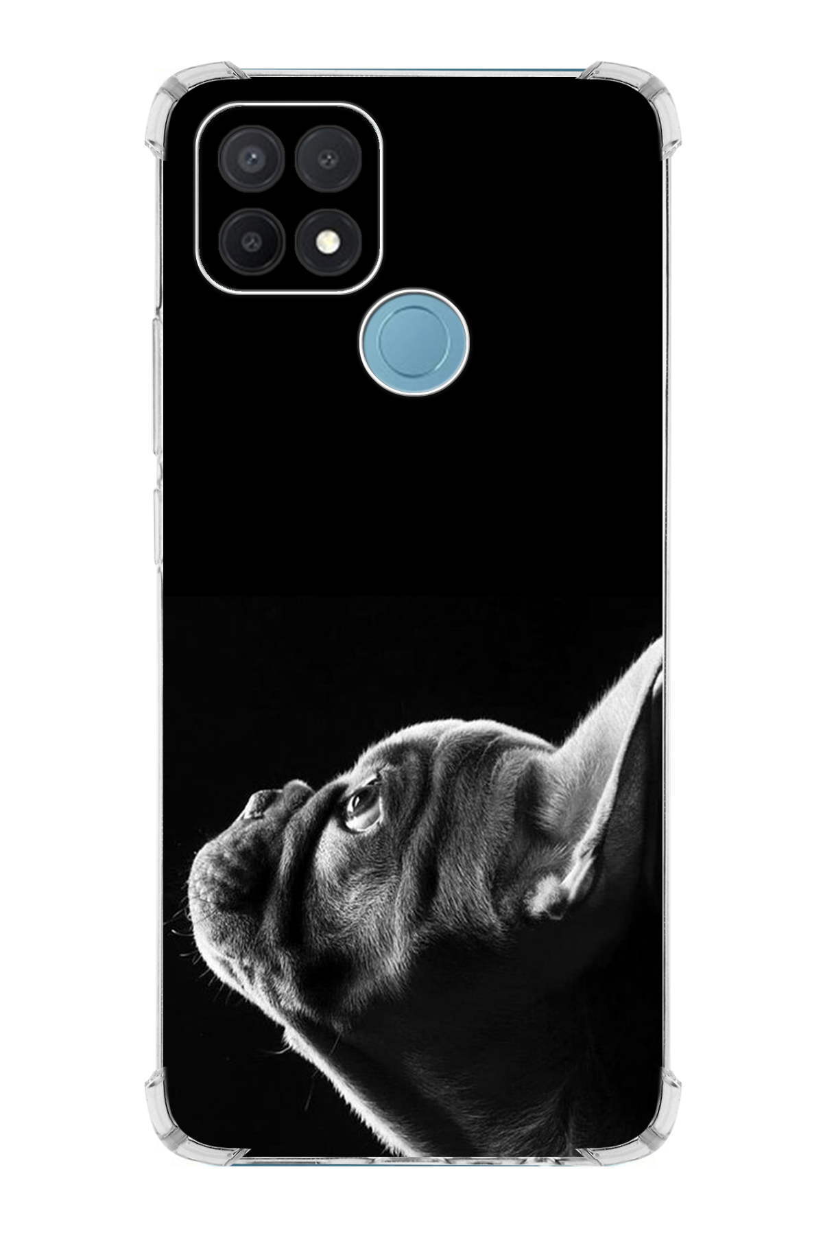 Oppo A15 Uyumlu Köpek 1 Baskılı Şeffaf Köşe Korumalı Antişok Kılıf