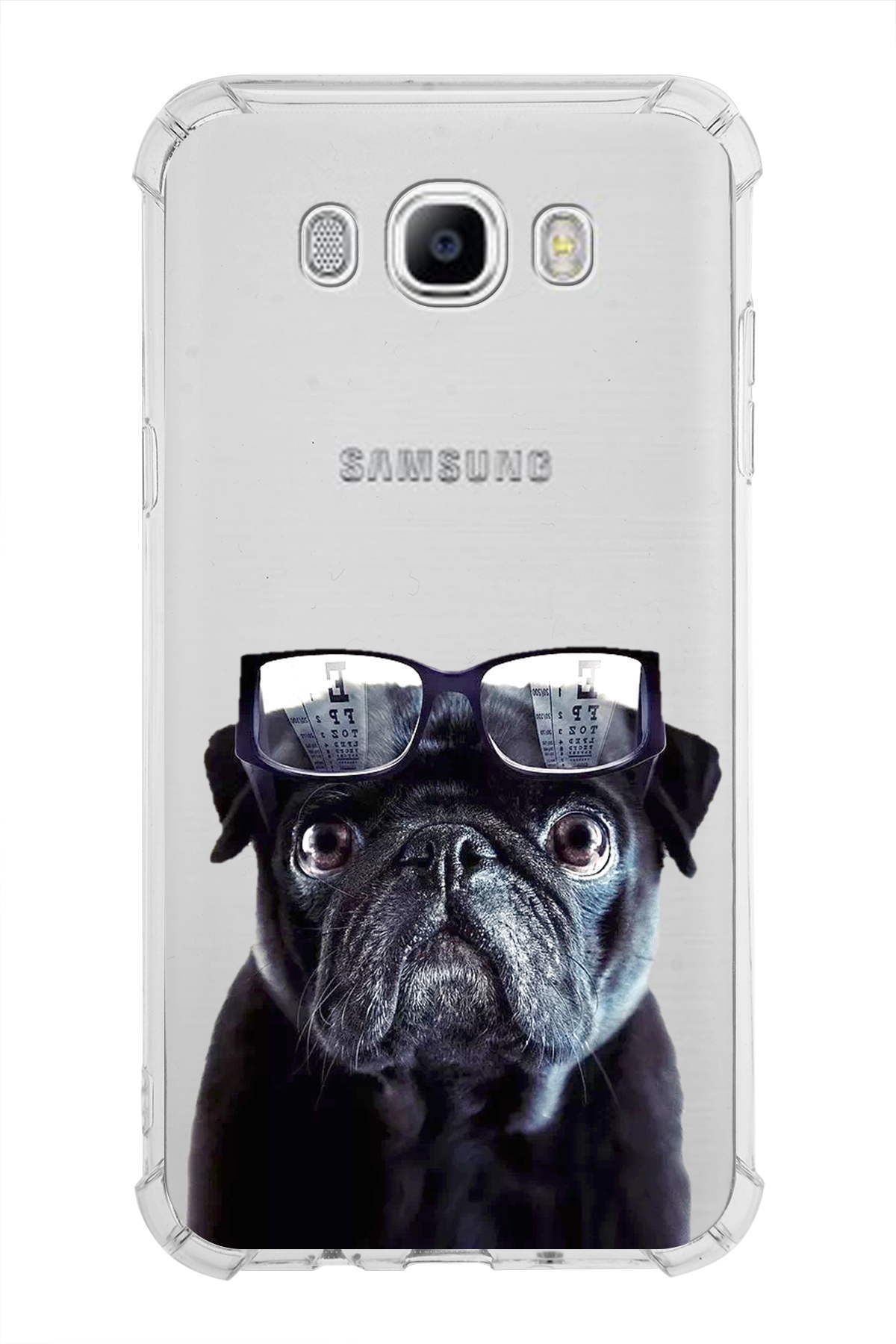 Samsung Galaxy J7 2016 Uyumlu Köpek 3 Baskılı Şeffaf Köşe Korumalı Antişok Kılıf