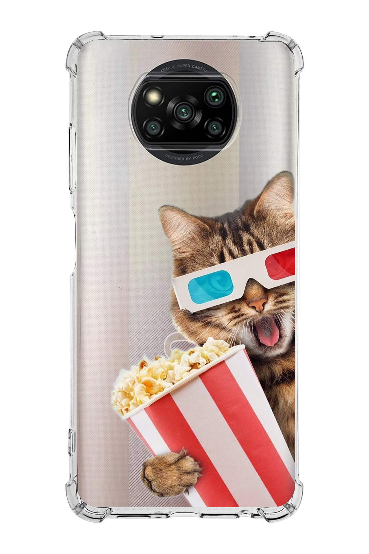 Poco X3 Pro Uyumlu Kedi 1 Baskılı Şeffaf Köşe Korumalı Antişok Kılıf