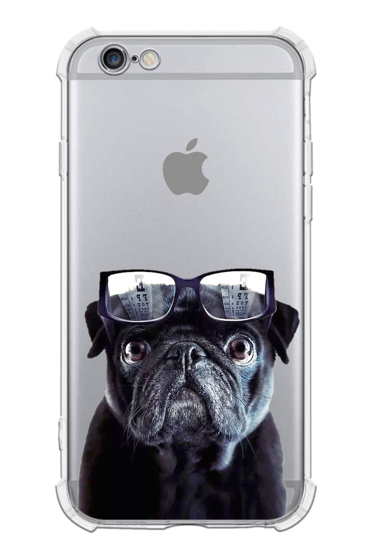 PrintiFy Apple iPhone 6 Uyumlu Köpek 3 Baskılı Şeffaf Köşe Korumalı Antişok Kılıf
