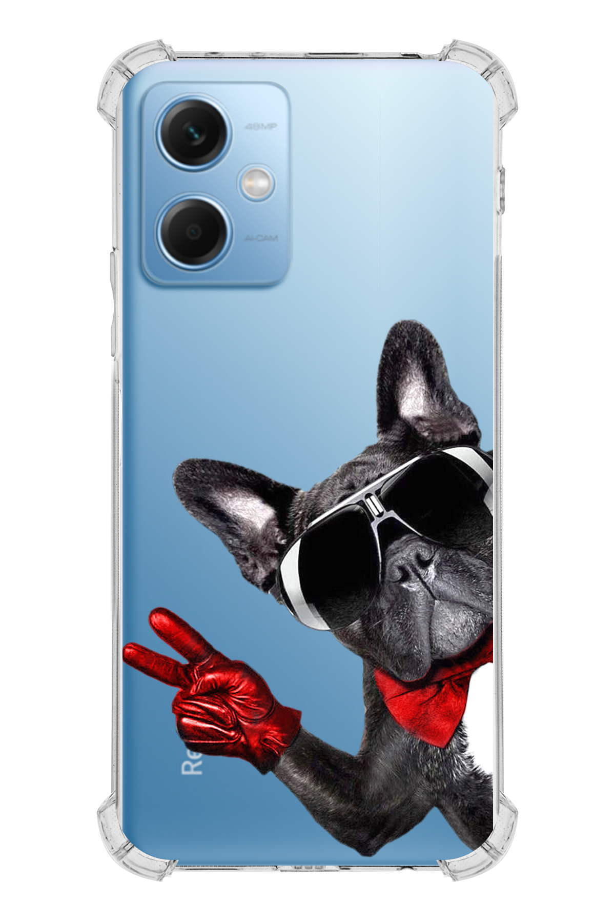 Xiaomi Redmi Note 12 5G Uyumlu Köpek 2 Baskılı Şeffaf Köşe Korumalı Antişok Kılıf