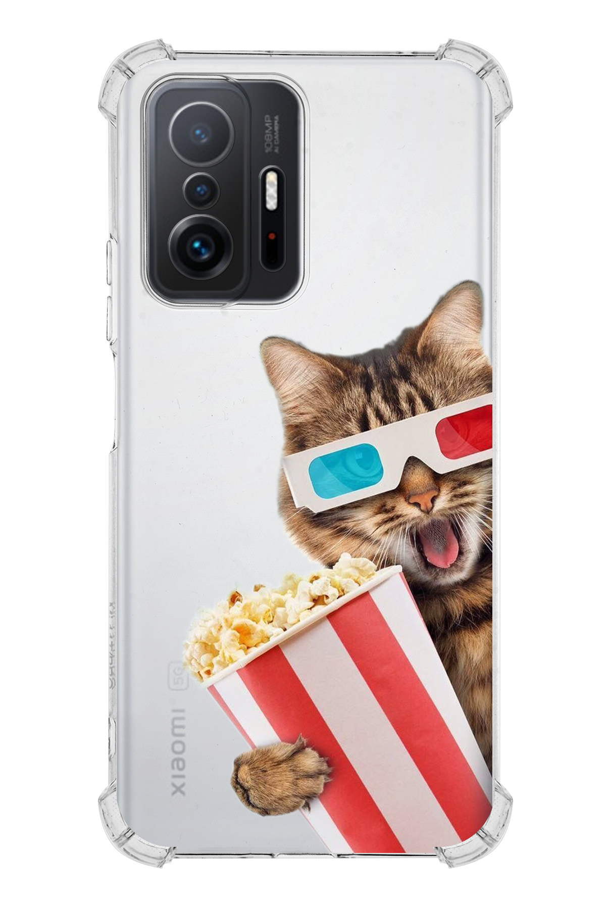 Xiaomi Mi 11T Pro Uyumlu Kedi 1 Baskılı Şeffaf Köşe Korumalı Antişok Kılıf