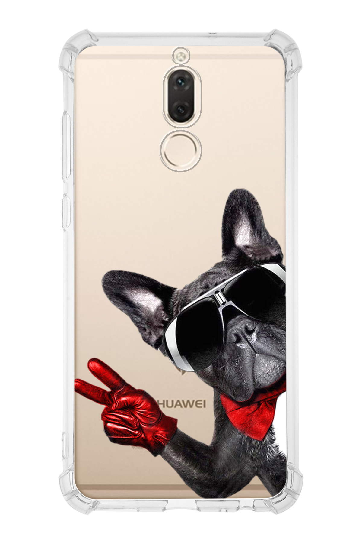 Huawei Mate 10 Lite Uyumlu Köpek 2 Baskılı Şeffaf Köşe Korumalı Antişok Kılıf