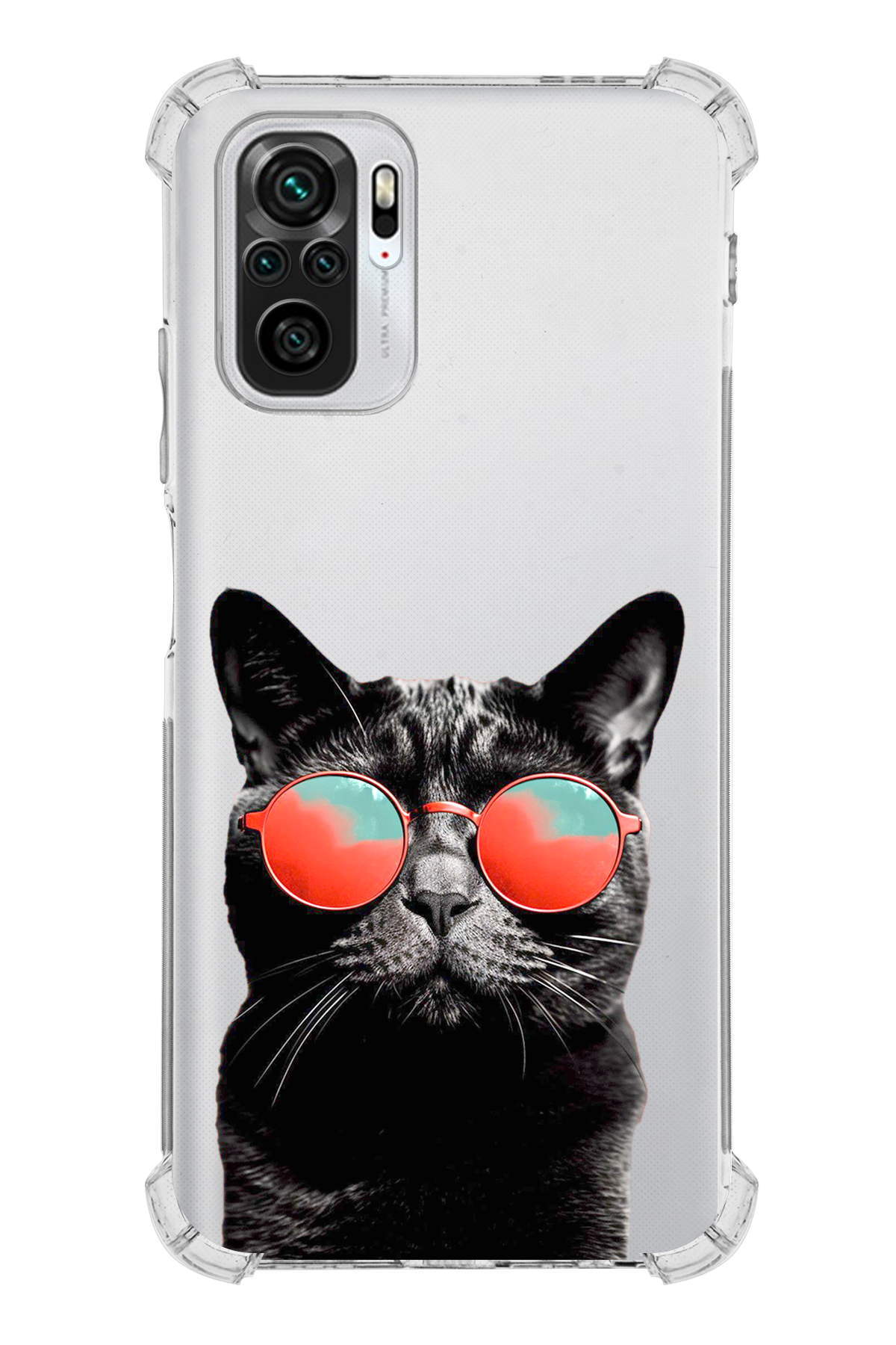 Xiaomi Redmi Note 10 Uyumlu Kedi 3 Baskılı Şeffaf Köşe Korumalı Antişok Kılıf