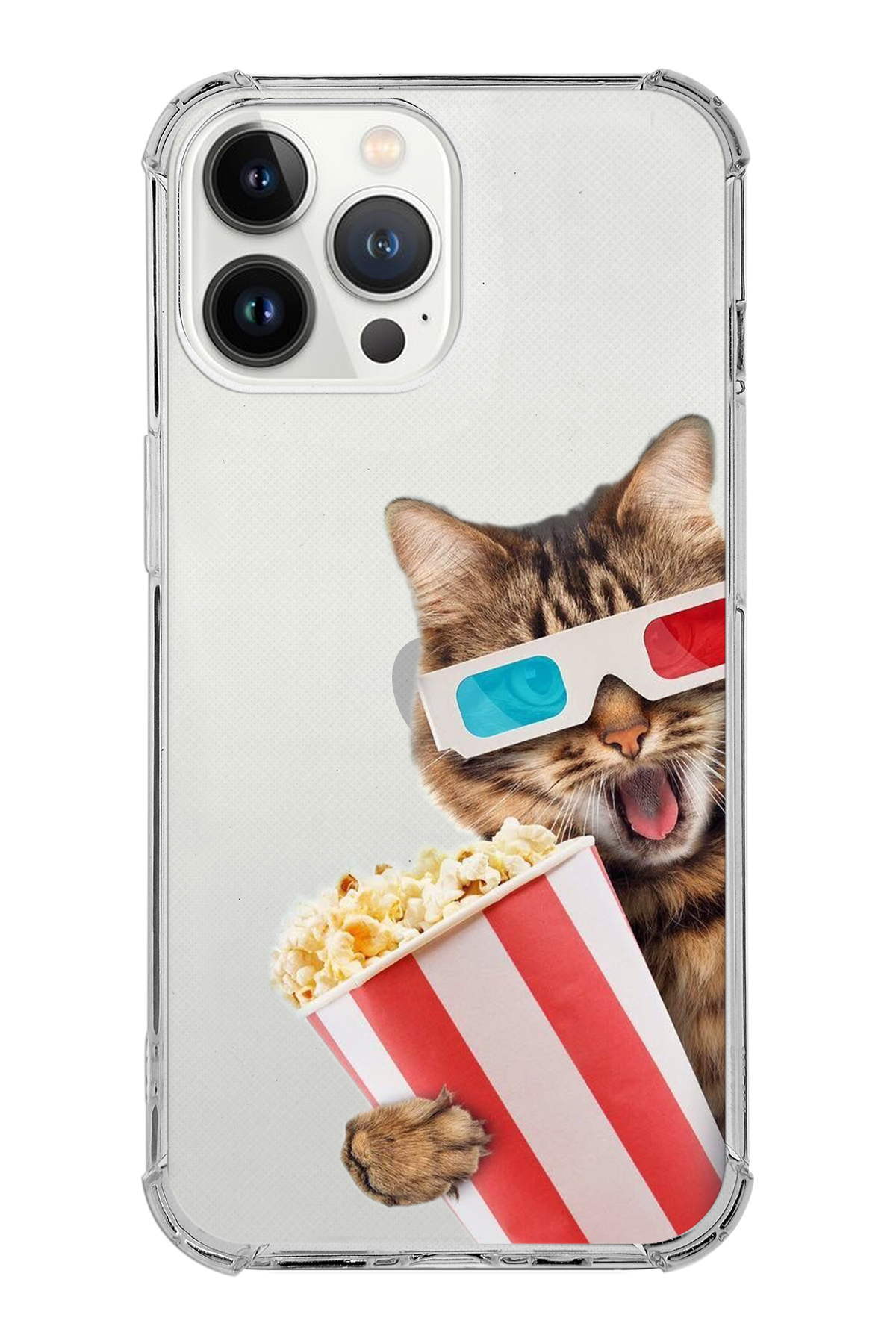PrintiFy Apple iPhone 13 Pro Uyumlu Kedi 1 Baskılı Şeffaf Köşe Korumalı Antişok Kılıf