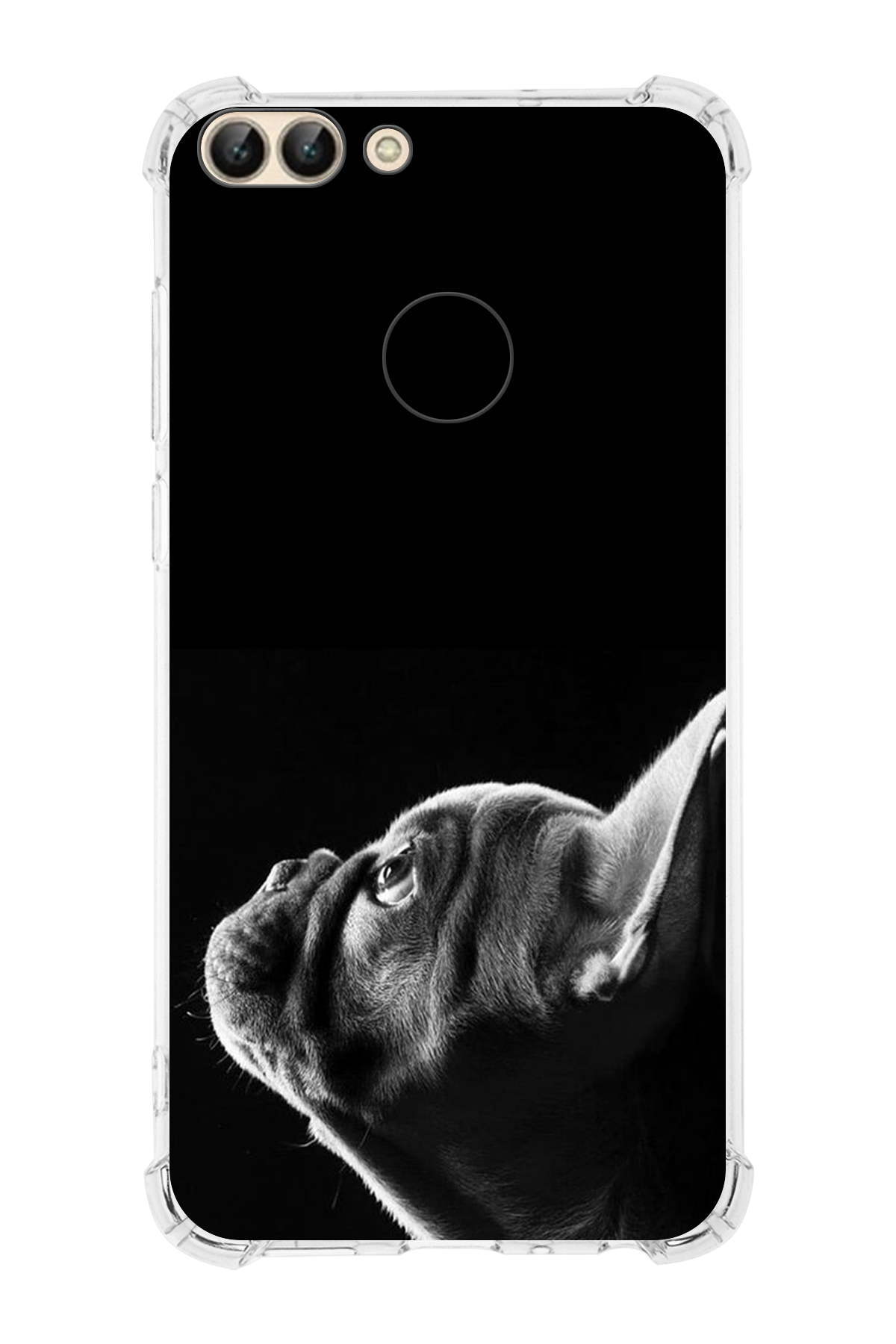 Huawei P Smart Uyumlu Köpek 1 Baskılı Şeffaf Köşe Korumalı Antişok Kılıf