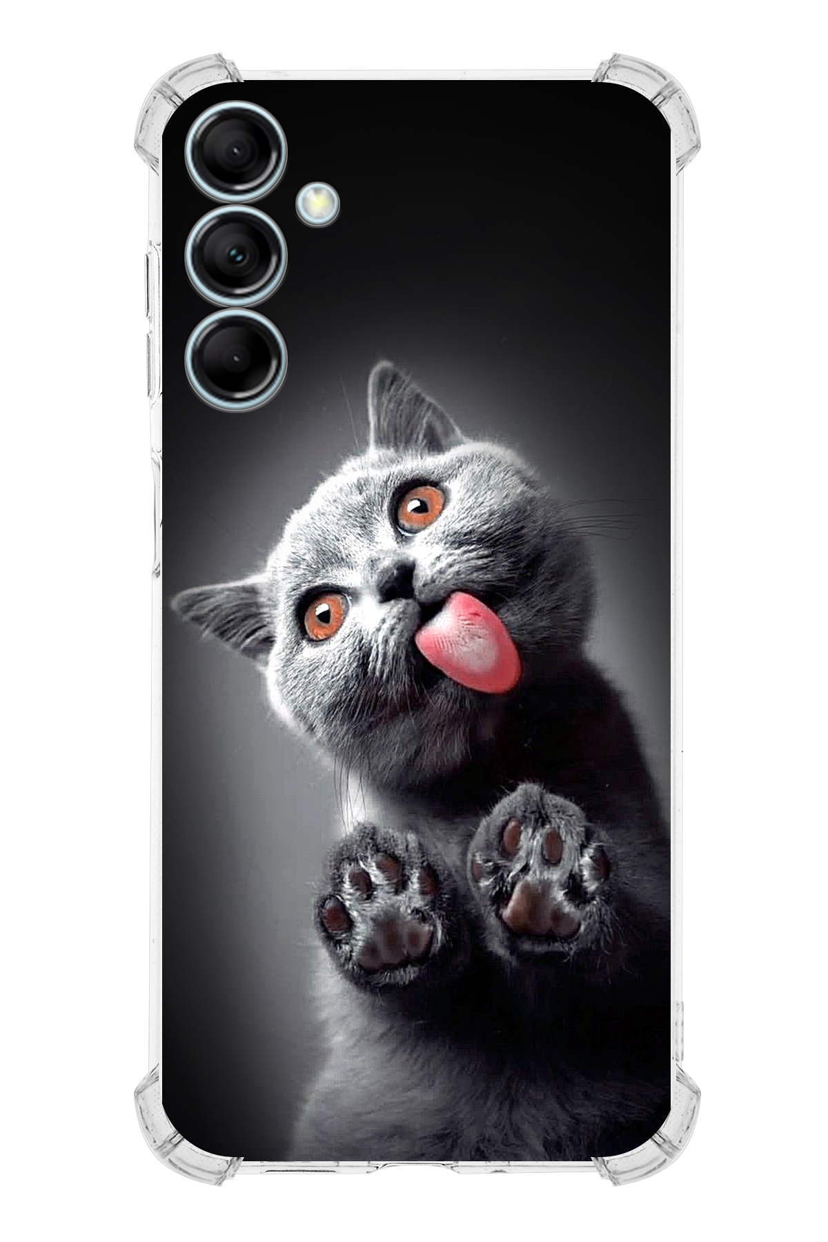 Samsung Galaxy M14 Uyumlu Kedi 2 Baskılı Şeffaf Köşe Korumalı Antişok Kılıf