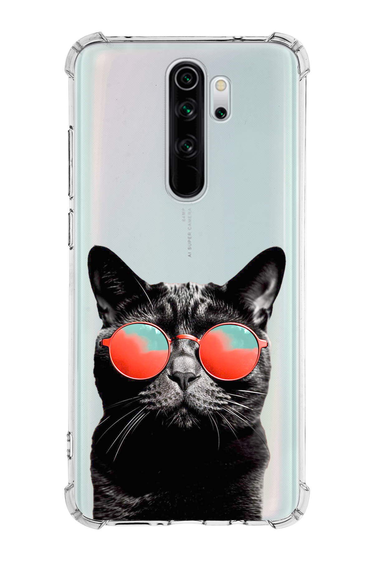 Xiaomi Note 8 Pro Uyumlu Kedi 3 Baskılı Şeffaf Köşe Korumalı Antişok Kılıf