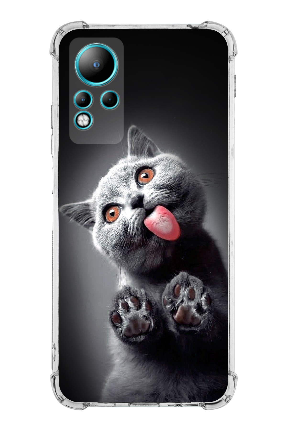İnfinix Note 11 Uyumlu Kedi 2 Baskılı Şeffaf Köşe Korumalı Antişok Kılıf
