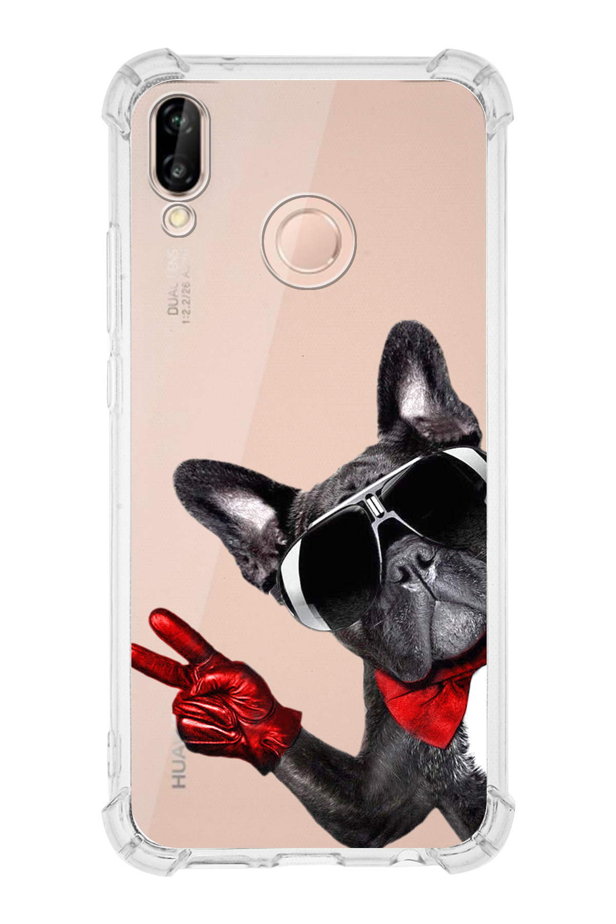 Huawei Mate 20 Lite Uyumlu Köpek 2 Baskılı Şeffaf Köşe Korumalı Antişok Kılıf