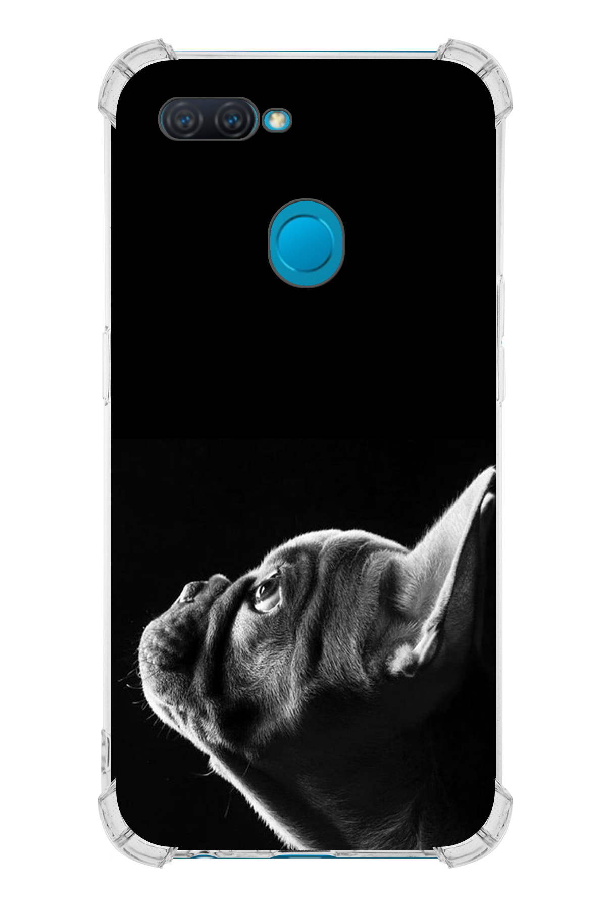 Oppo A12 Uyumlu Köpek 1 Baskılı Şeffaf Köşe Korumalı Antişok Kılıf
