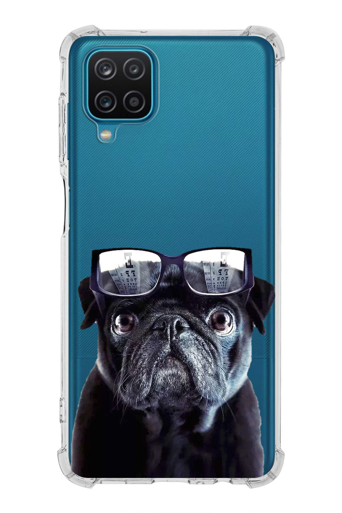 Samsung Galaxy M32 Uyumlu Köpek 3 Baskılı Şeffaf Köşe Korumalı Antişok Kılıf